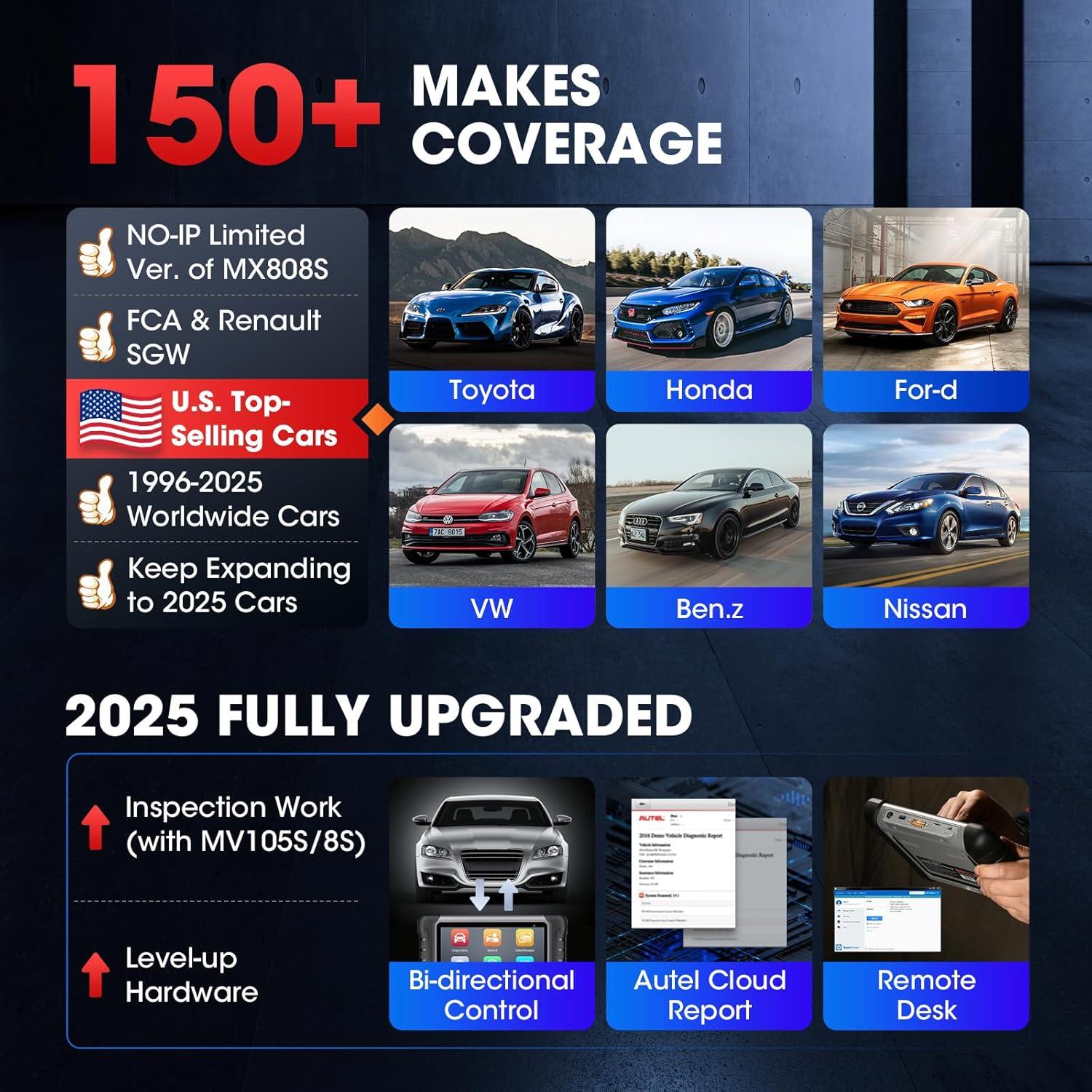 Escáner Autel MaxiCOM MK808S OBDII 2025, 28+ Servicios