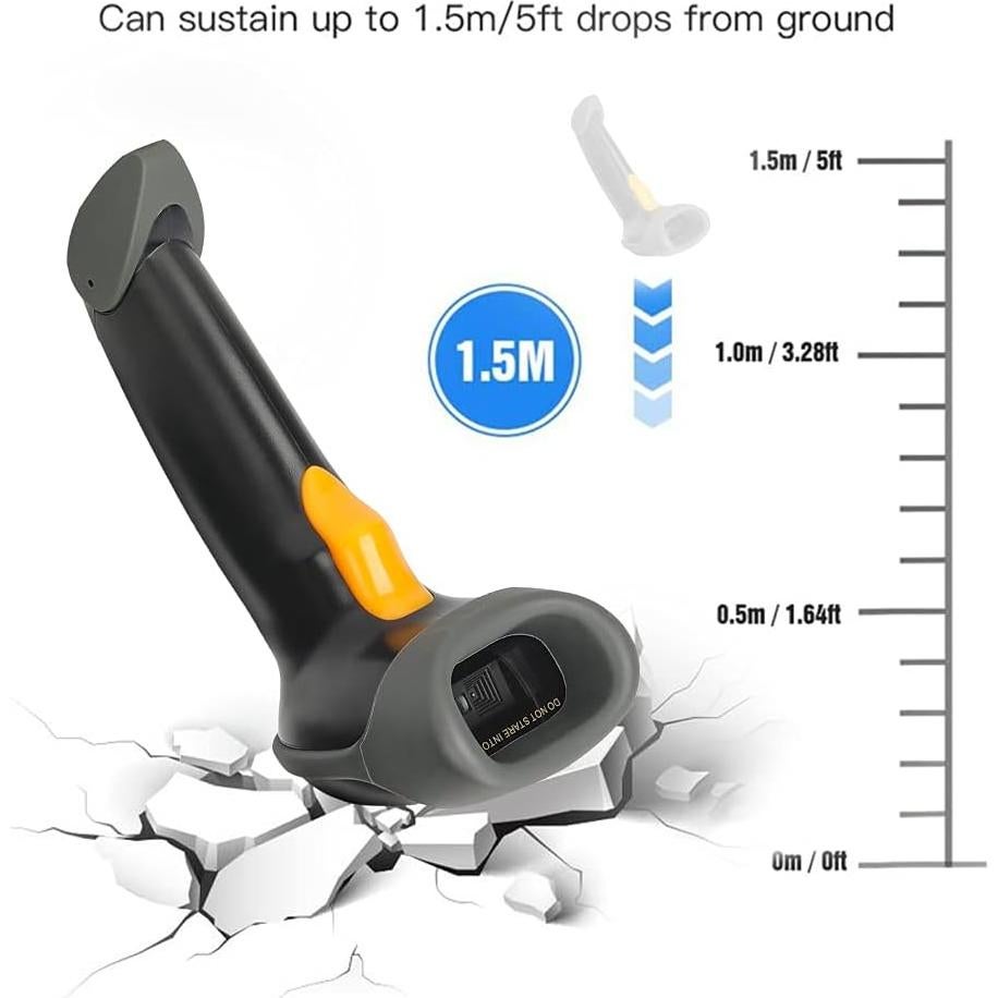 1D CCD 2.4G Wireless Bar Code Scanner Versatile 2 in 1 (Wireless+USB Wired), UNIDEEPLY Automatic Barcode Reader Scanner 196 Feet Indoor Transmission Distance, Scanning Gun for PC Computers, Black