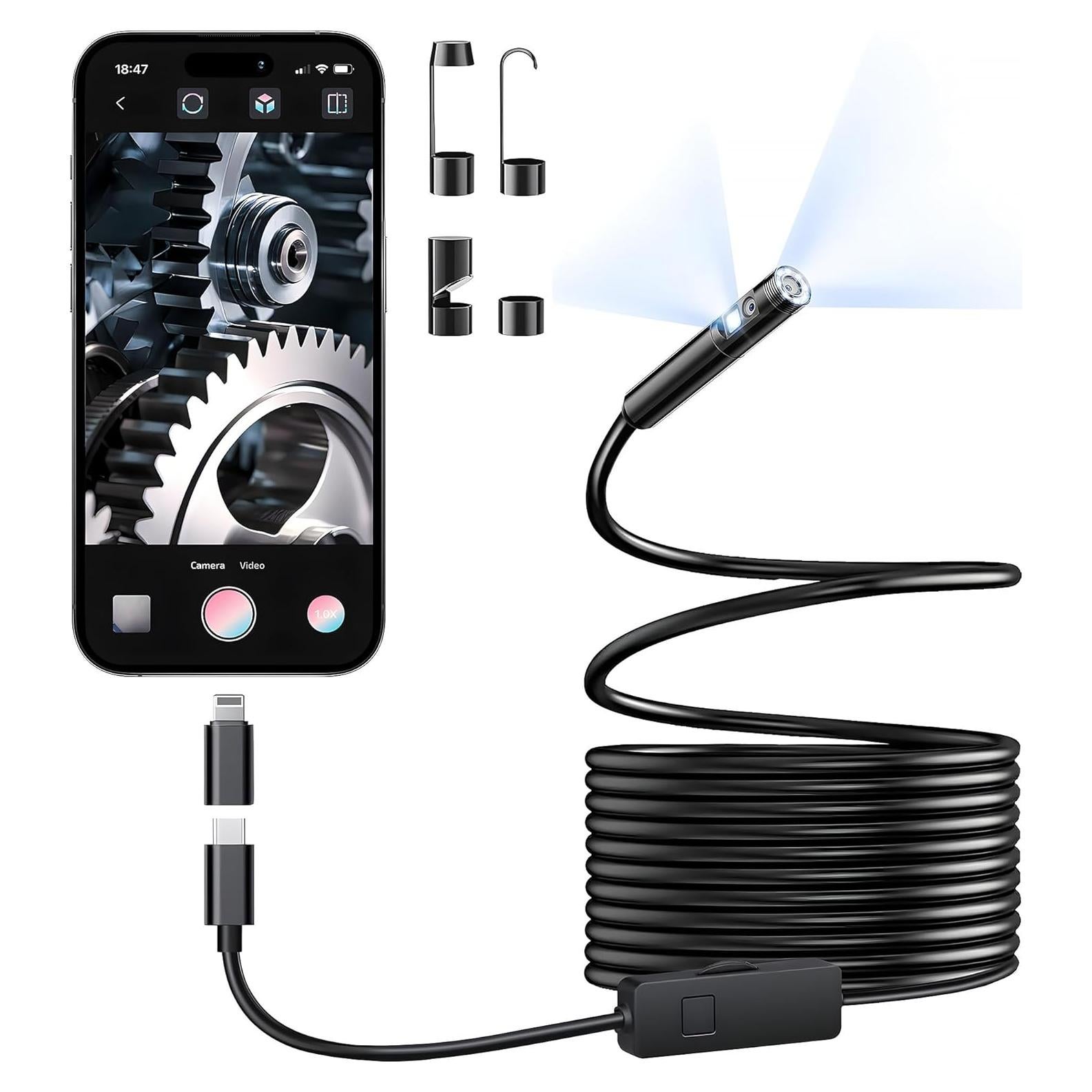 Cámara Endoscópica Elecshion Doble Lente HD 1920P 5M