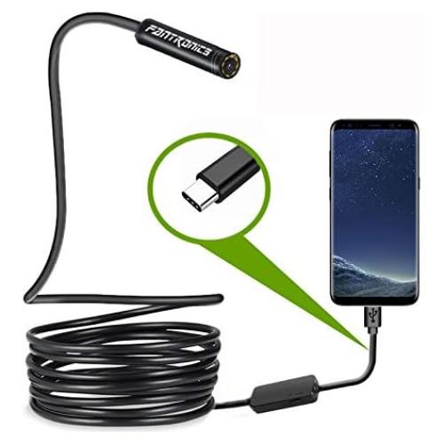 USB Snake Inspection Camera, FANTRONICS Scope Camera with 8 LED Lights IP67 Waterproof Semi-Rigid Snake Cord USB C Borescope for iPhone, iPad and Android Phone (16.4ft)