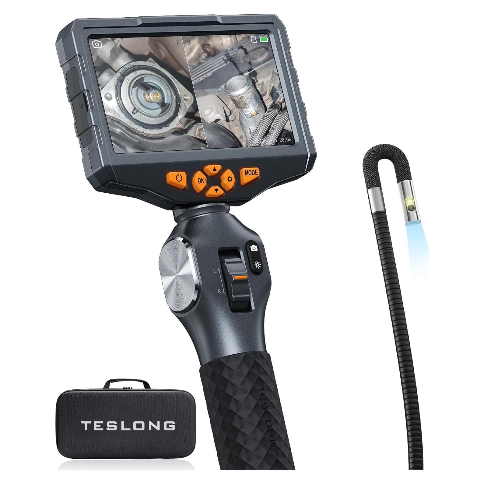 Borescopio Articulado Teslong TD500 con Doble Cámara y Pantalla 5"