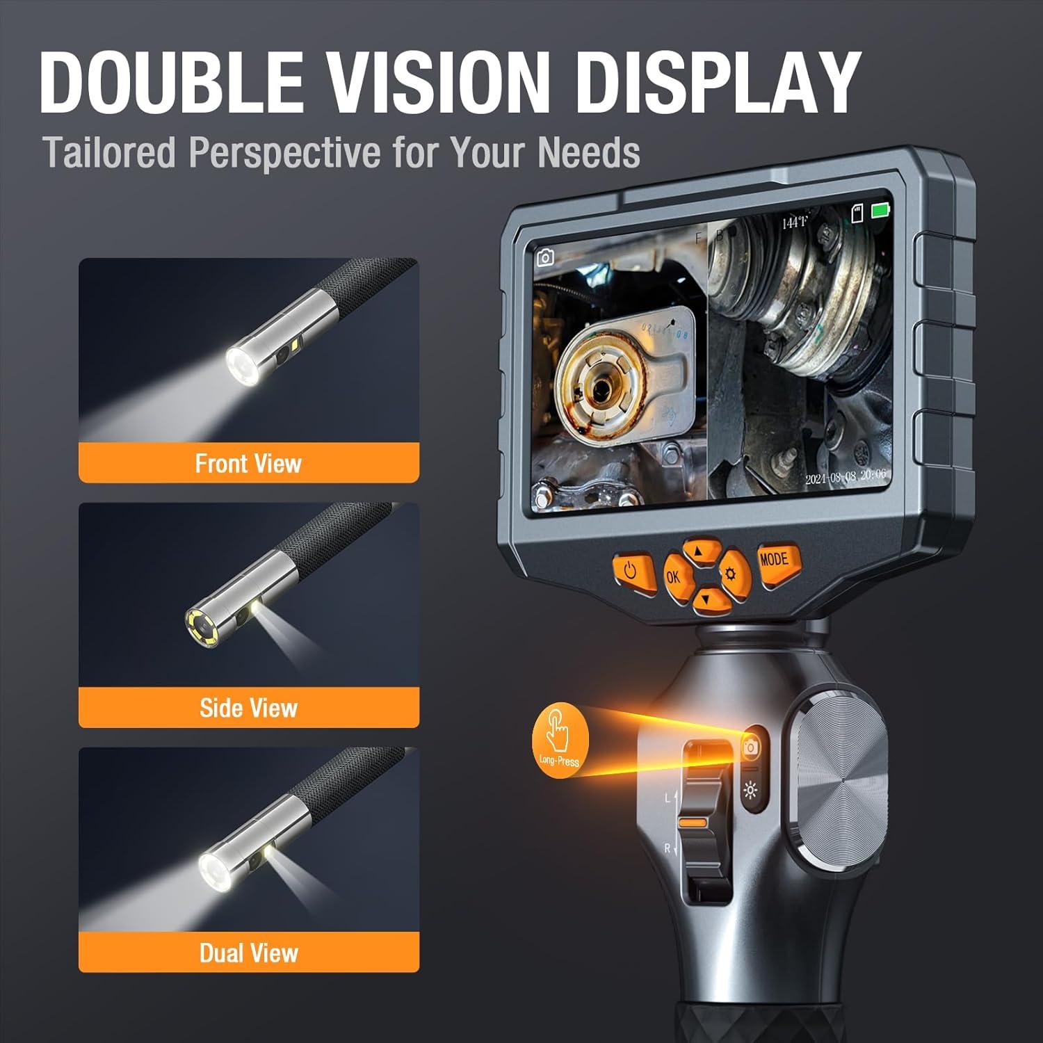 Borescopio Articulado Teslong TD500 con Doble Cámara y Pantalla 5"