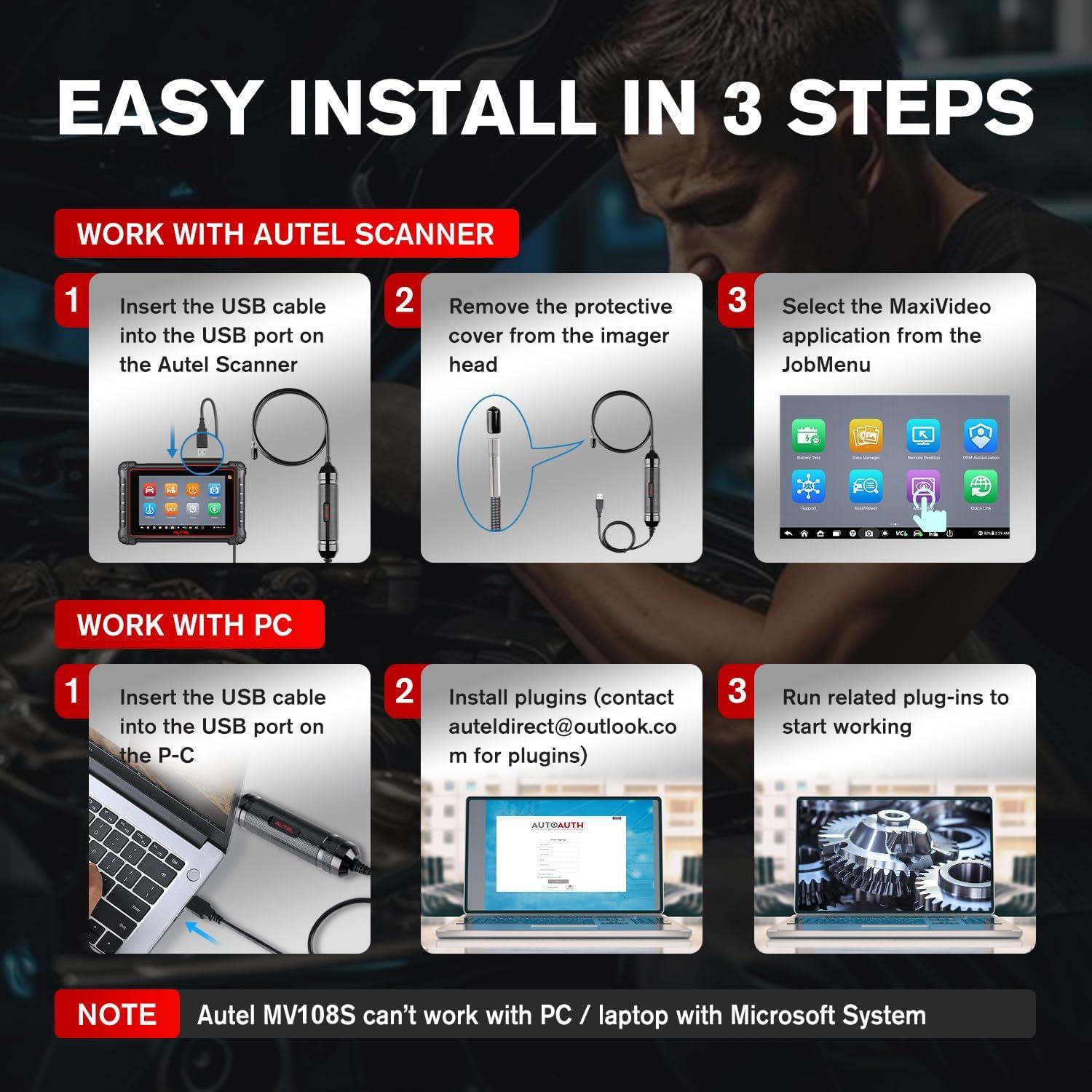 Cámara de Inspección Digital Autel MV108S 2MP 100cm IP67