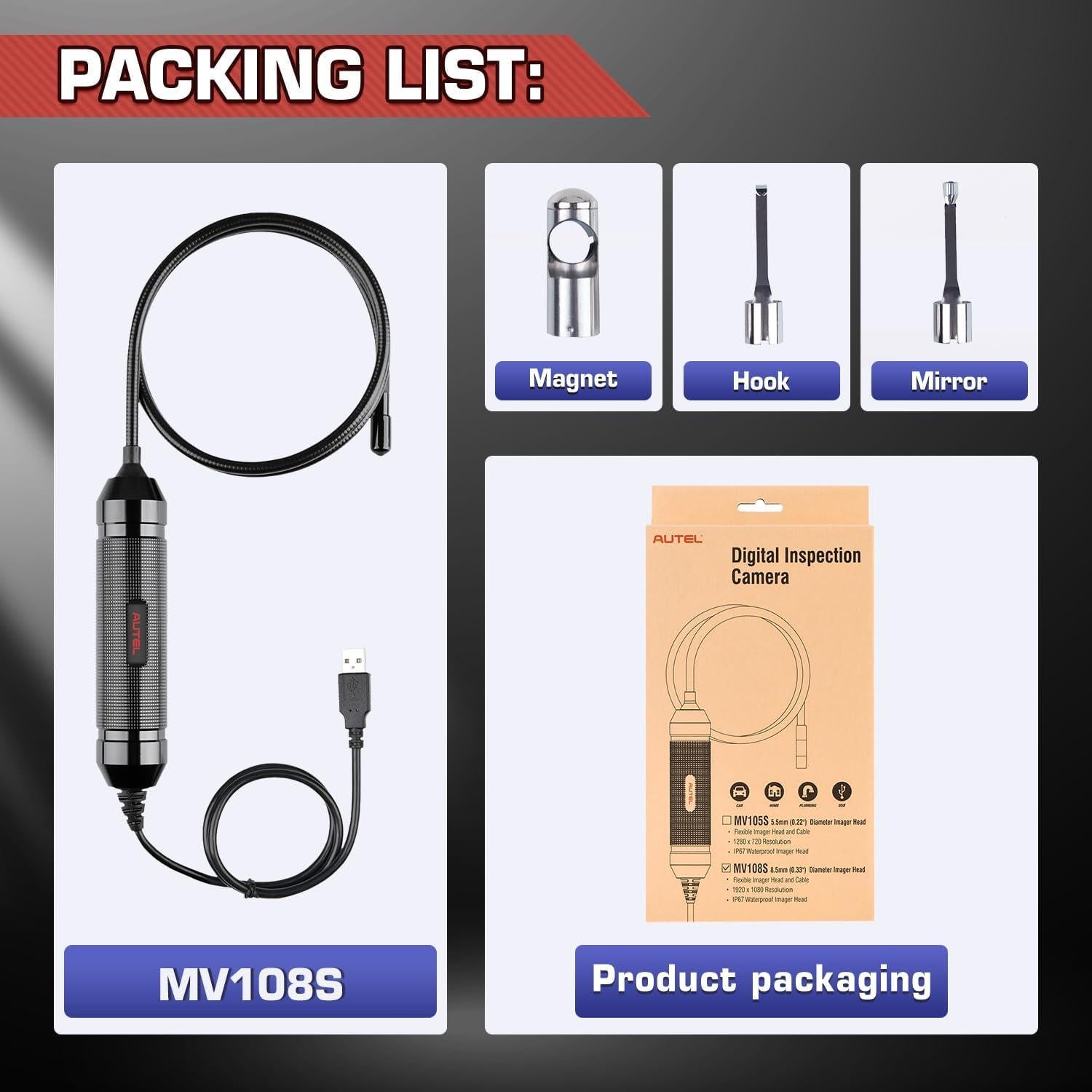 Cámara de Inspección Digital Autel MV108S 2MP 100cm IP67