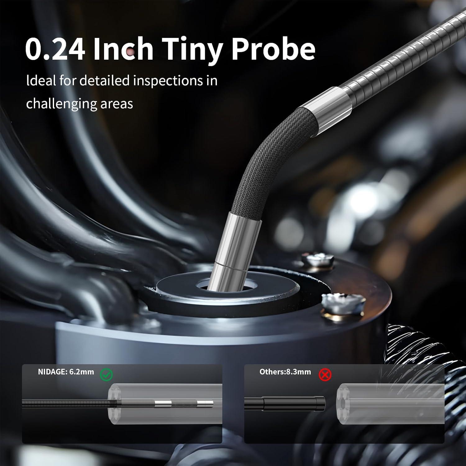 Cámara Borescope Articulada NIDAGE 0.61cm 1.58m con Luz