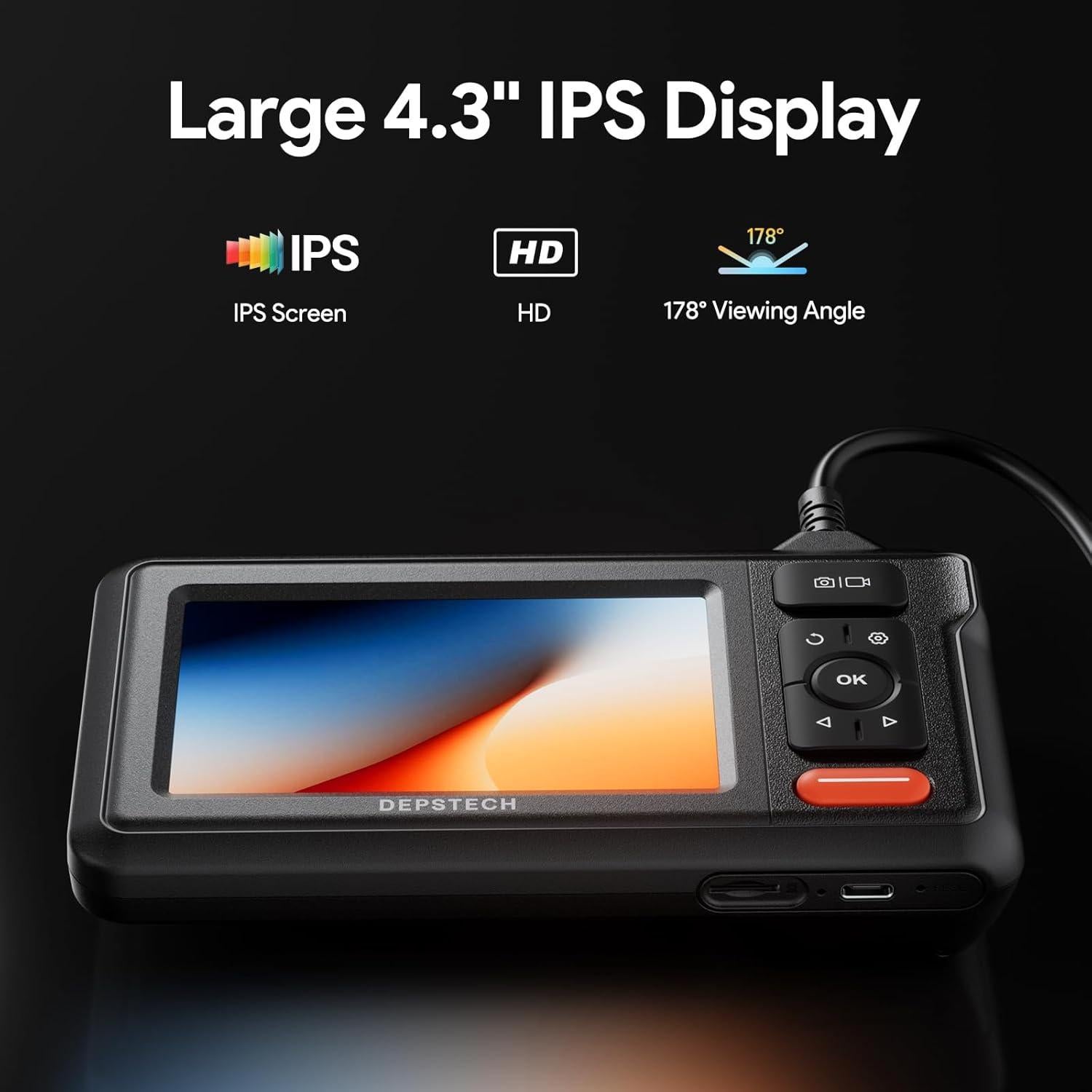 Endoscopio DEPSTECH DS320 con Doble Lente y Pantalla 4.3"
