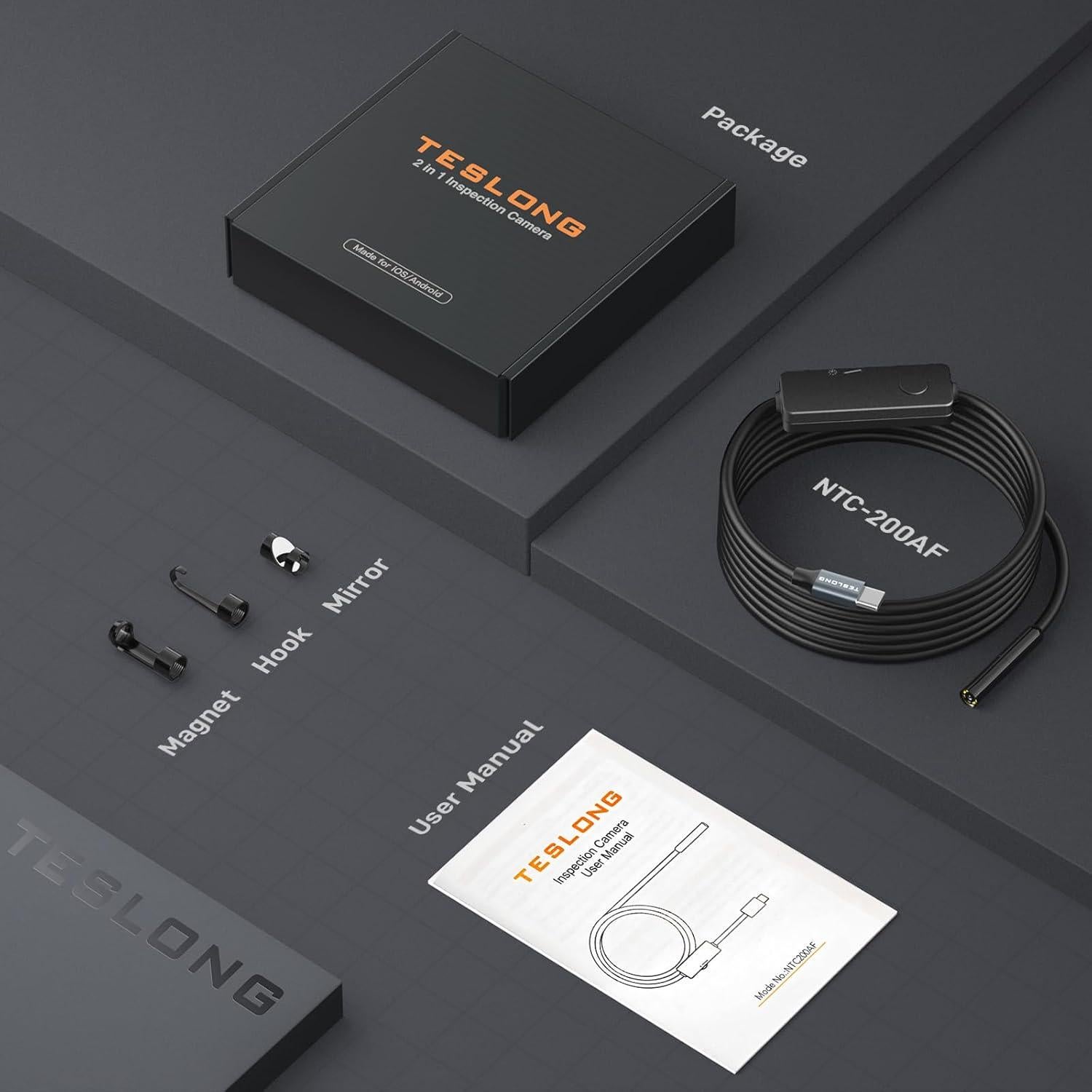 Cámara Endoscópica Teslong 2MP USB-C 5.03m con Autofoco