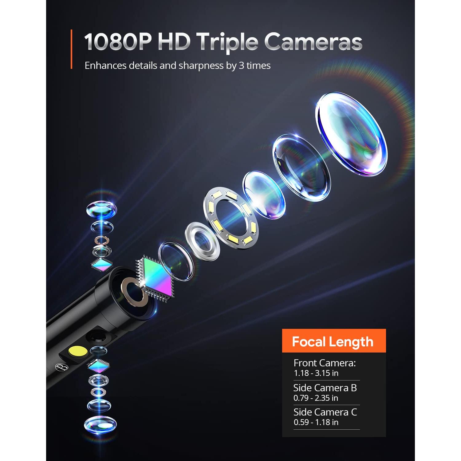 Borescope DEPSTECH DS580, Cámara Inspección 5" HD 1080P