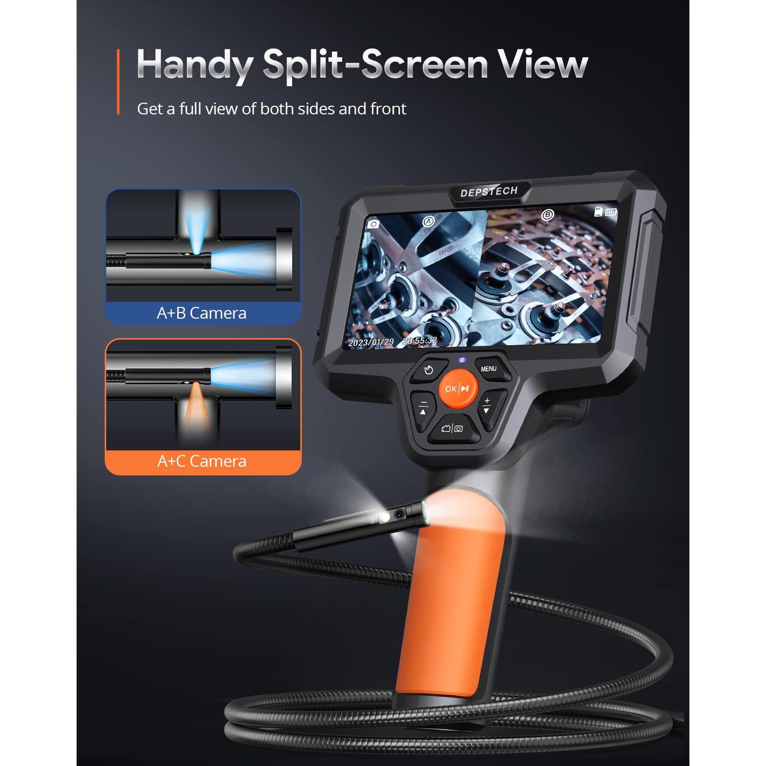 Borescope DEPSTECH DS580, Cámara Inspección 5" HD 1080P