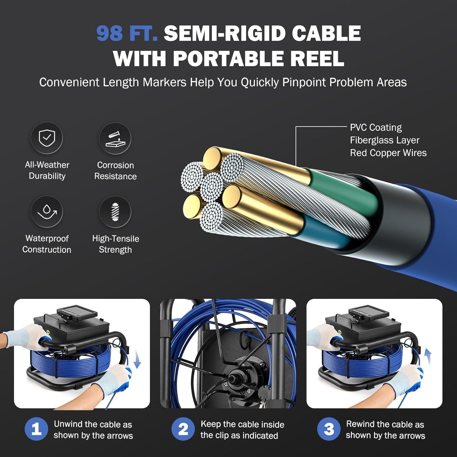 Cámara de Alcantarillado ZELCAN 100m Pantalla 4.3" IP68