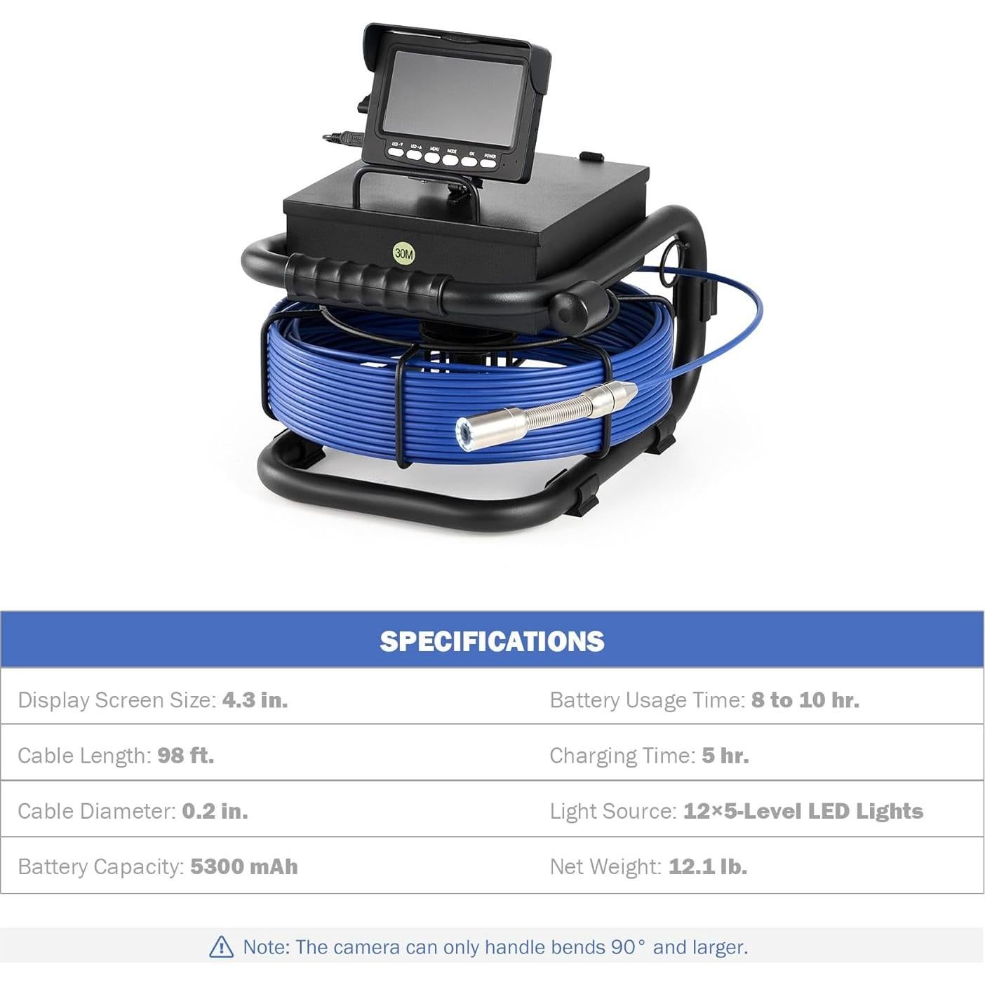 Cámara de Alcantarillado ZELCAN 100m Pantalla 4.3" IP68