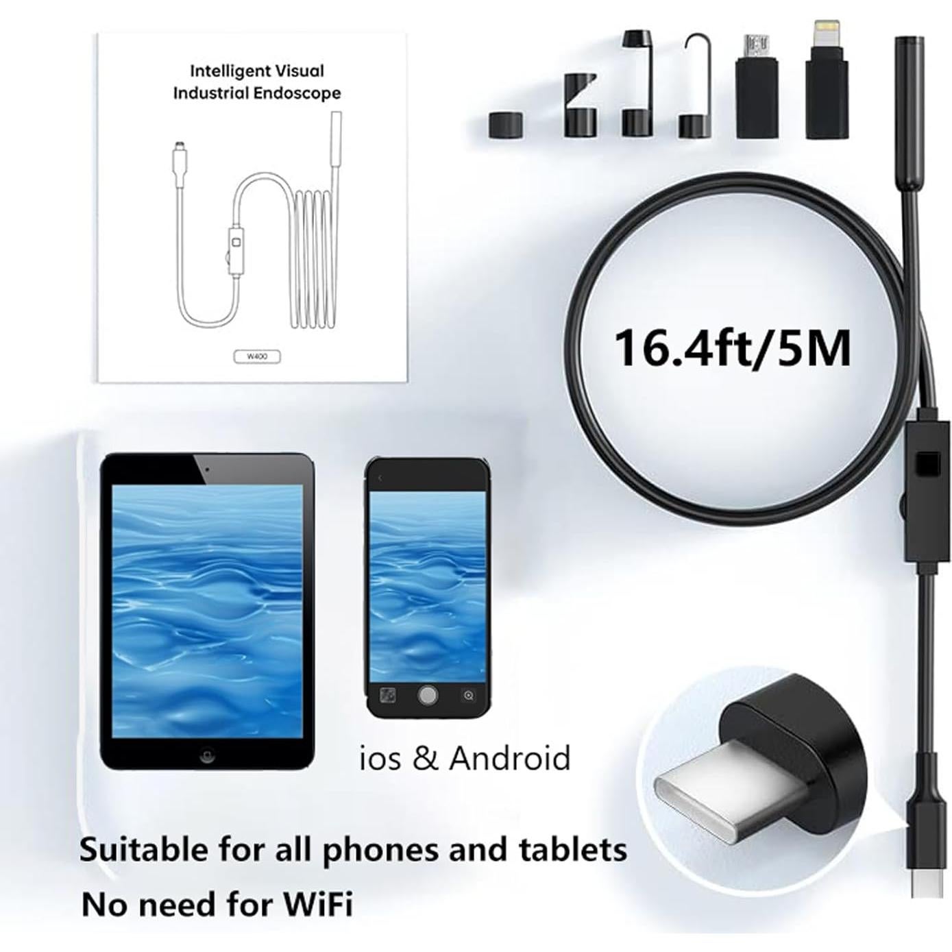 Cámara Endoscópica JSE 5m HD con Luz LED Ajustable