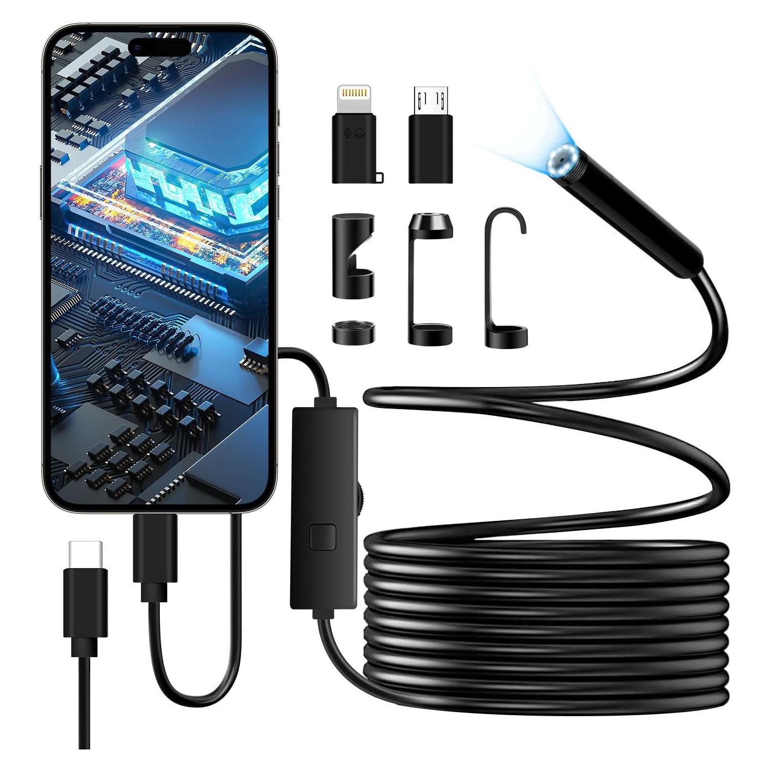 Cámara Endoscópica Pipirich HD 1920P 5m IP67 Luz LED Ajustable