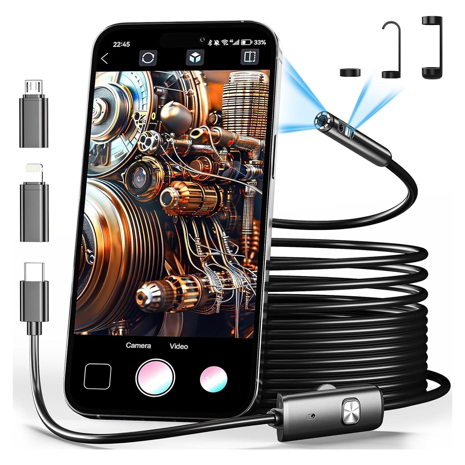 Cámara Endoscopio Doble Lente CARPDIM 5m IP68 LED Ajustable