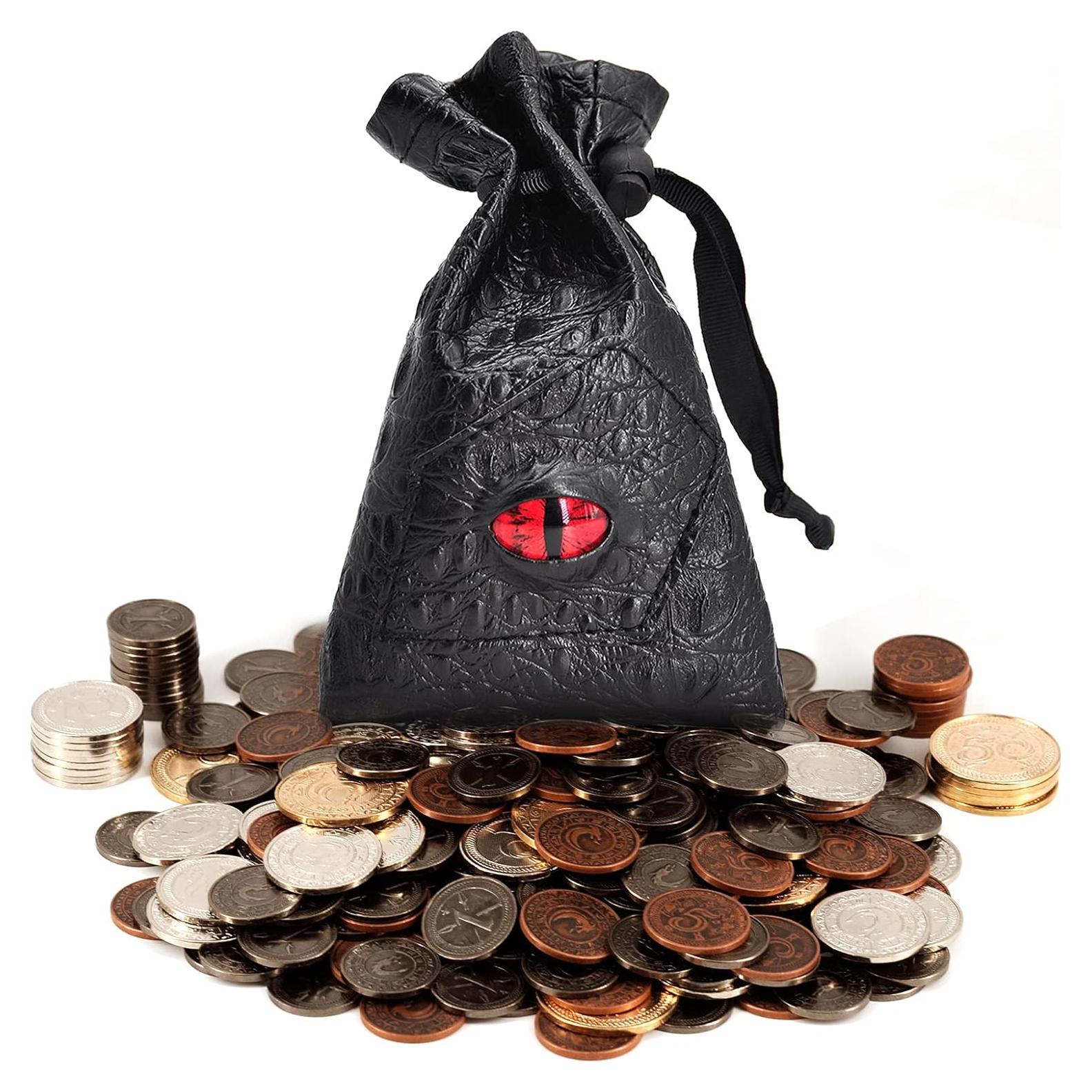 Juego de Monedas de Metal CZYY con Bolsa de Cuero - RPG