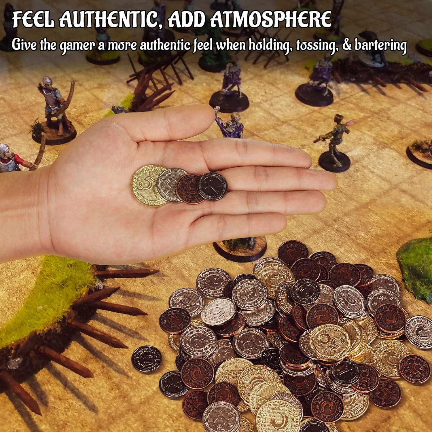 Juego de Monedas de Metal CZYY con Bolsa de Cuero - RPG