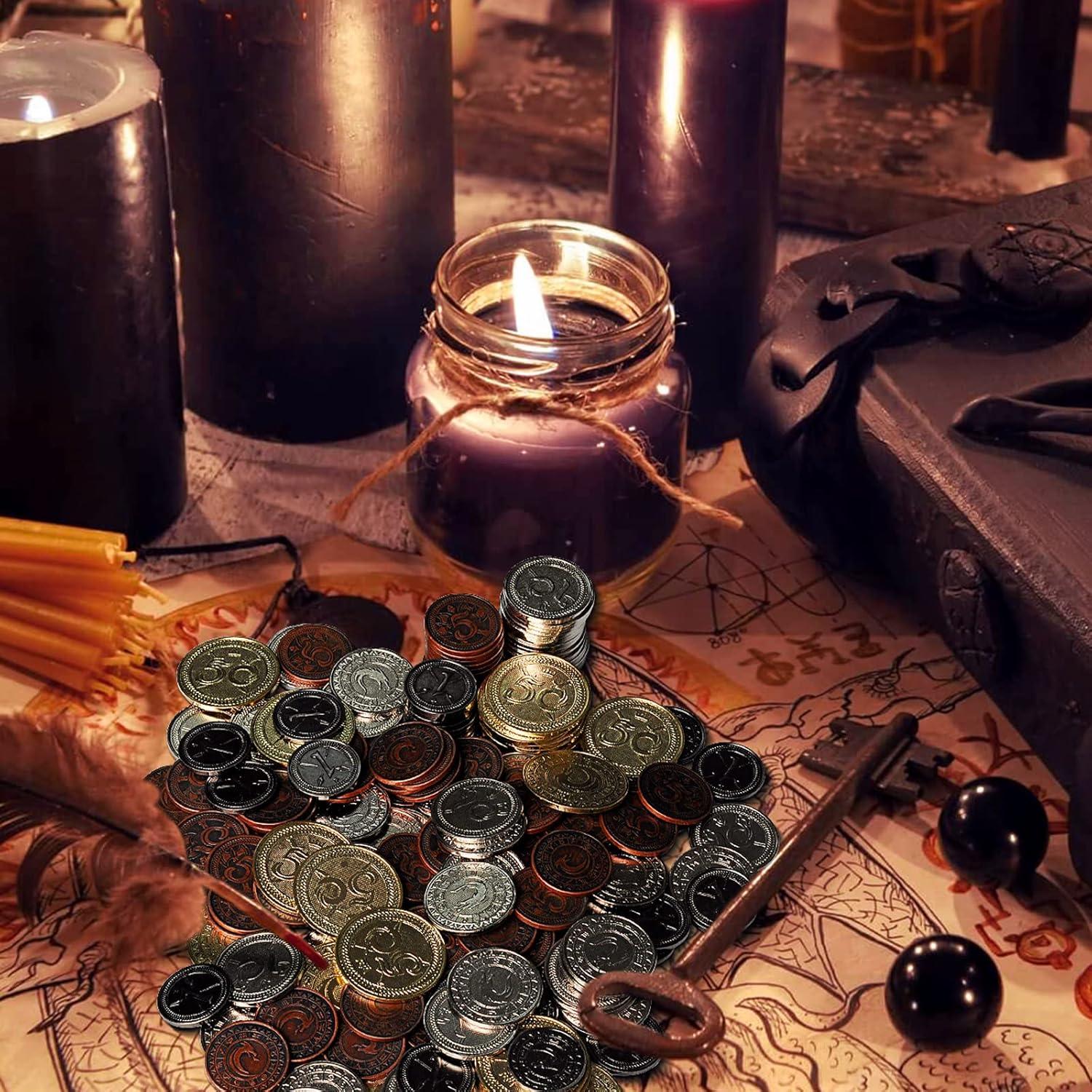 Juego de Monedas de Metal CZYY con Bolsa de Cuero - RPG