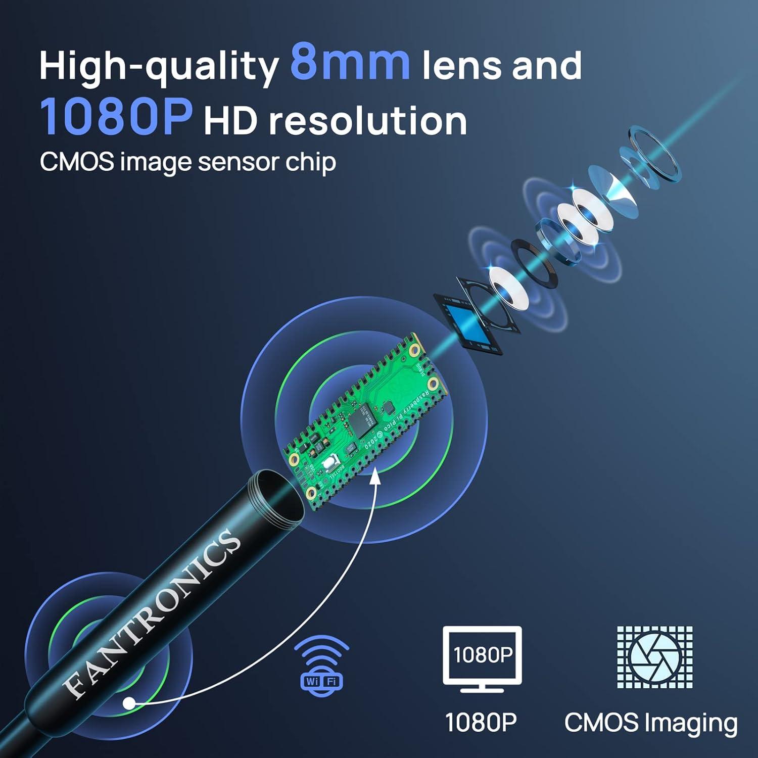 Cámara de Inspección Borescope Fantronics 8mm IP67 5m LED