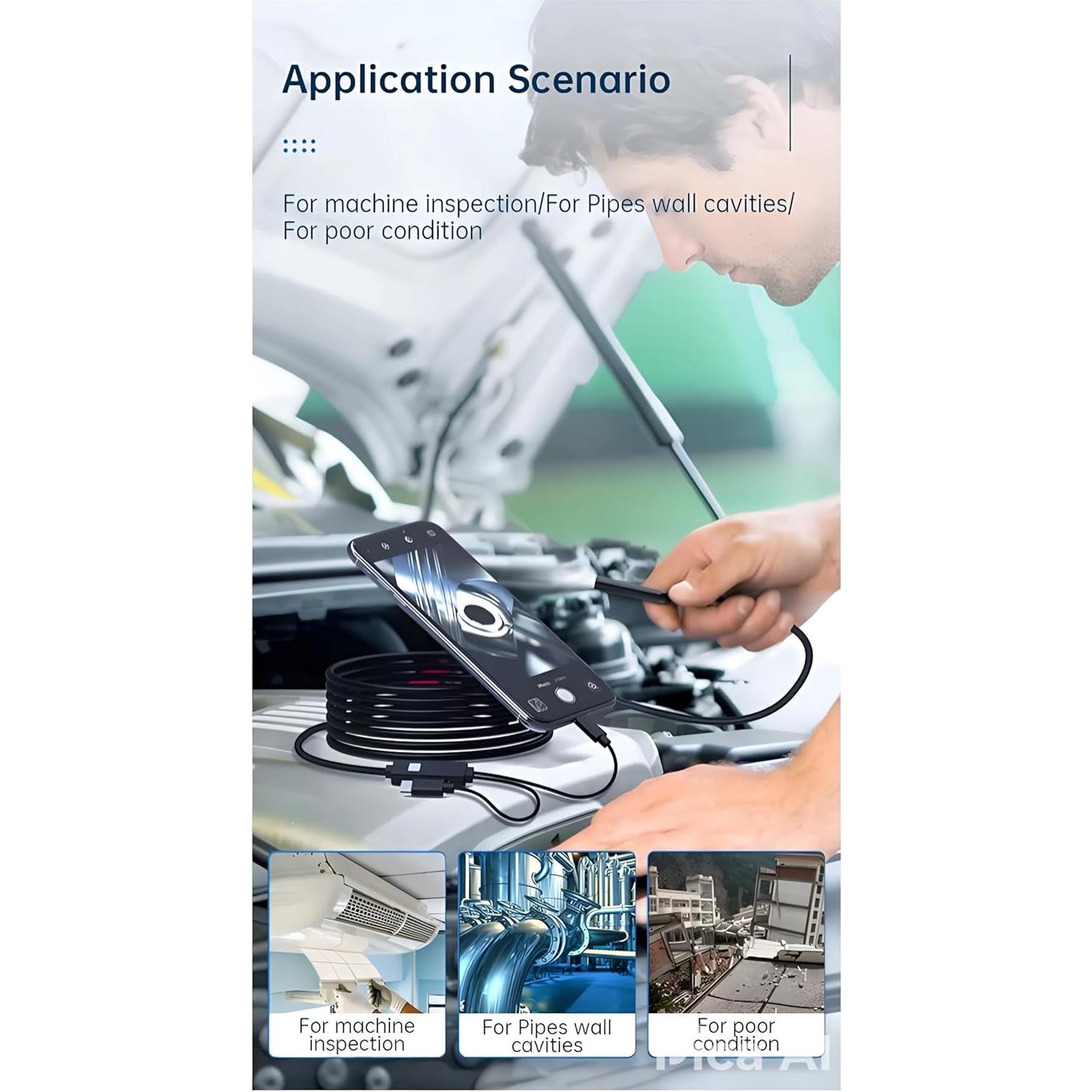 Cámara Endoscópica HD 1920P KEEMIKA 5m con Luz LED