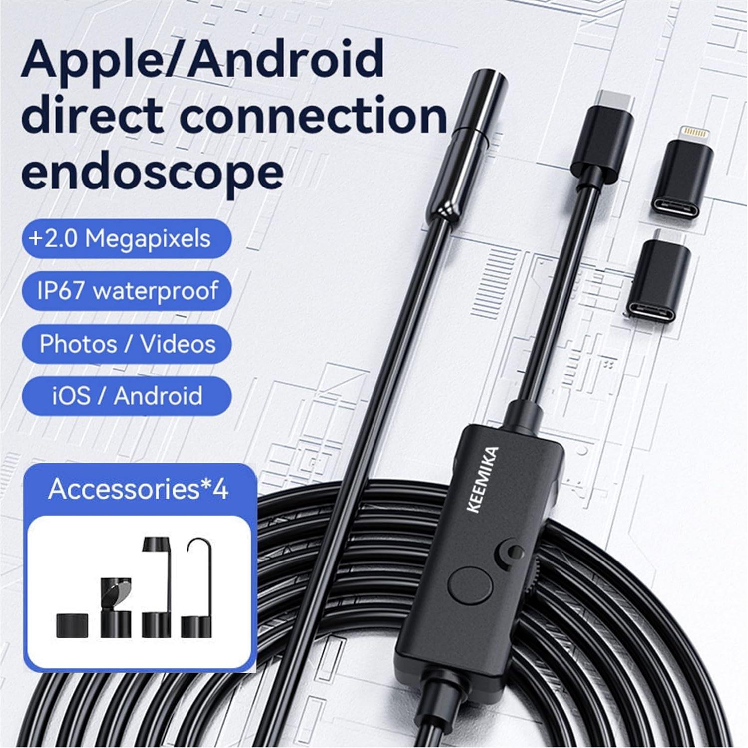 Cámara Endoscópica HD 1920P KEEMIKA 5m con Luz LED