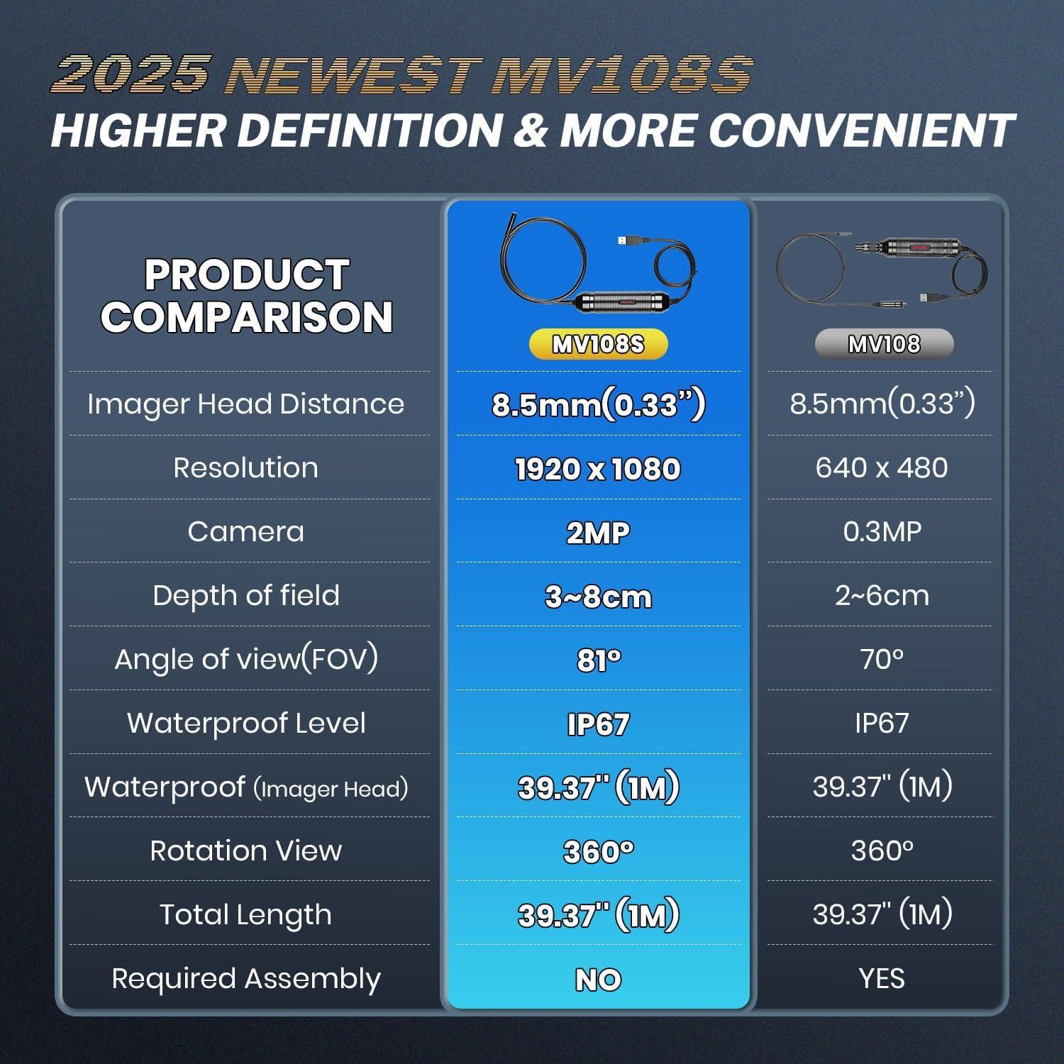 Cámara de Inspección Autel MV108S HD 1920P IP67 8.5mm