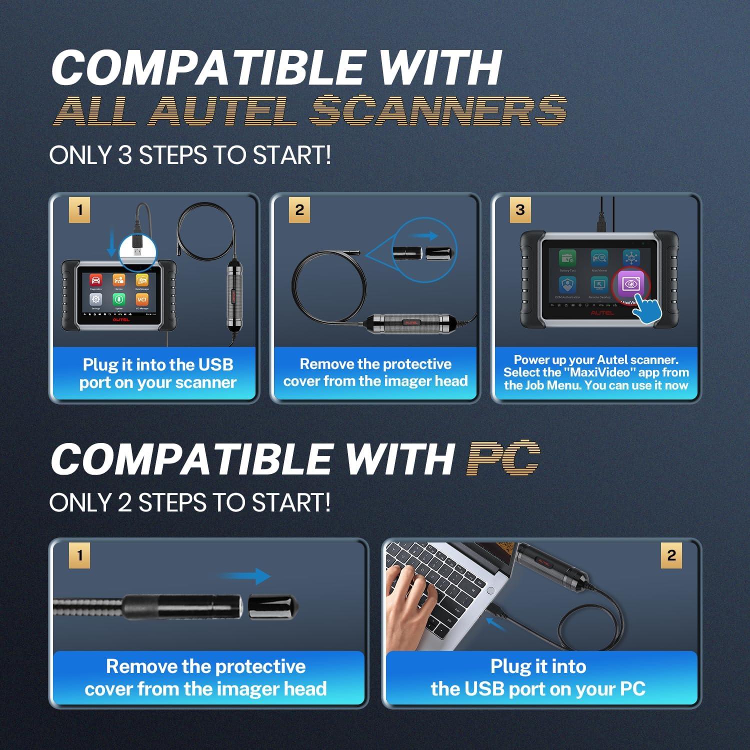 Cámara de Inspección Autel MV108S HD 1920P IP67 8.5mm