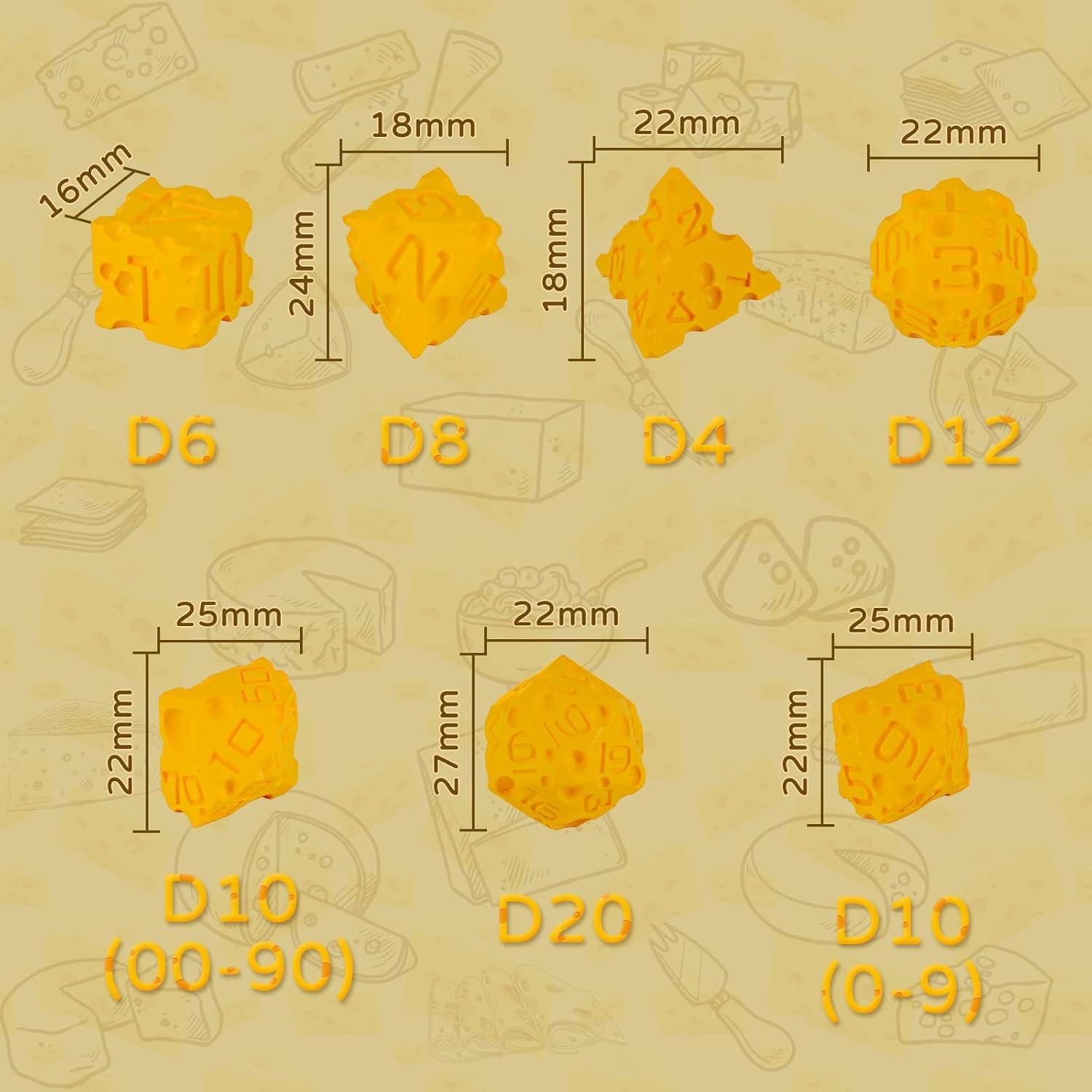 Set de Dados Poliedricos de Queso CZYY 7 Piezas RPG