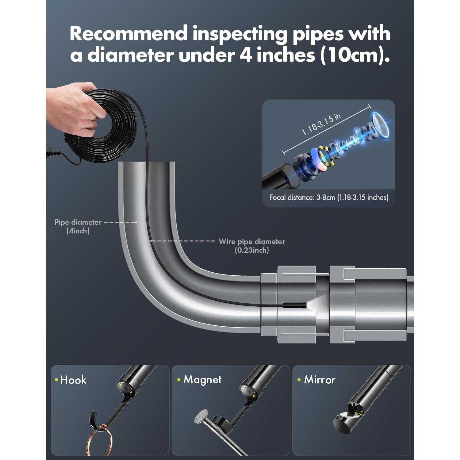 Cámara de Inspección Anykit AN430 con Pantalla HD 10,06 m