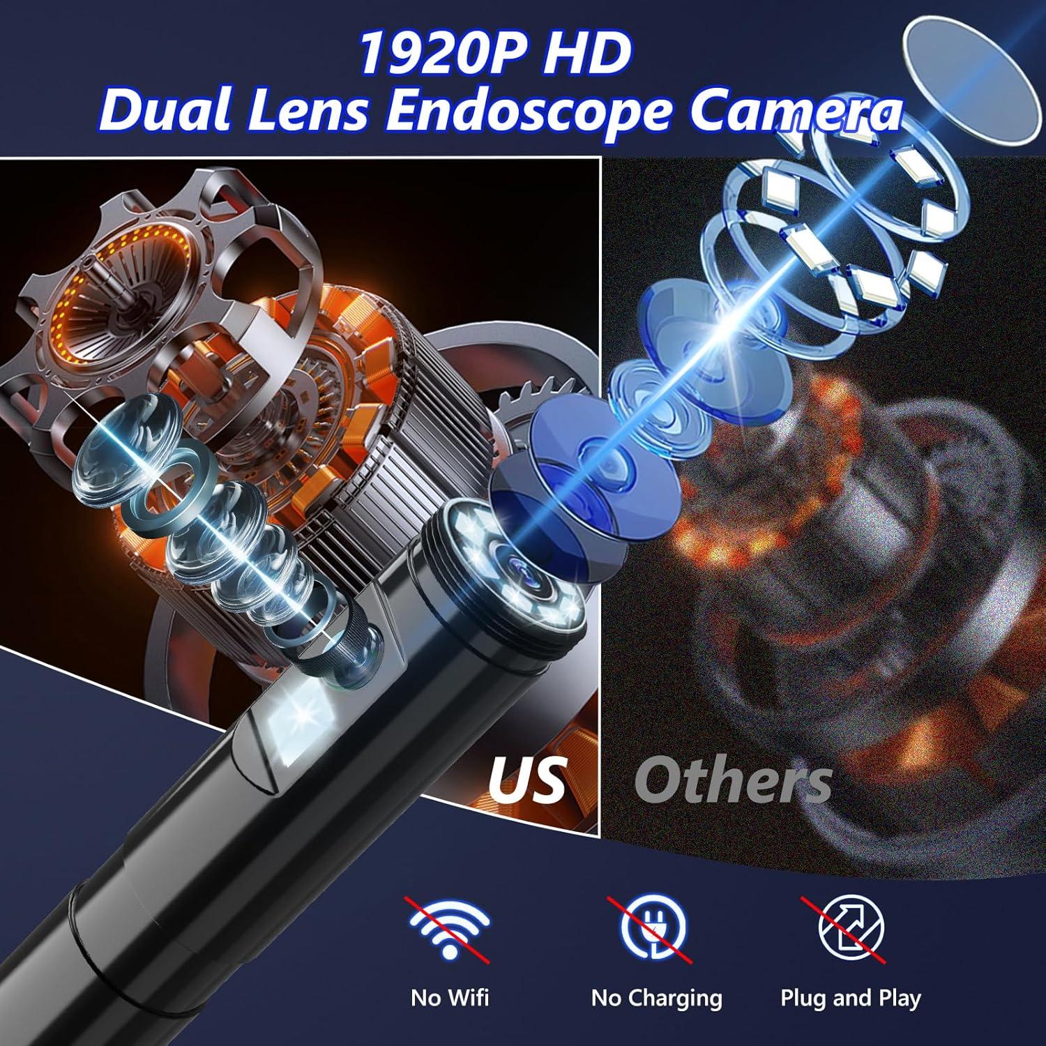 Cámara Endoscópica Ennovor Doble Lente 1920P 5m IP67