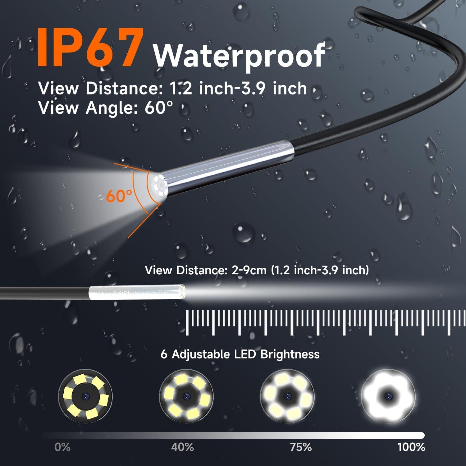 Cámara Endoscópica Oiiwak 3.9mm HD Pantalla 4.3" IP68