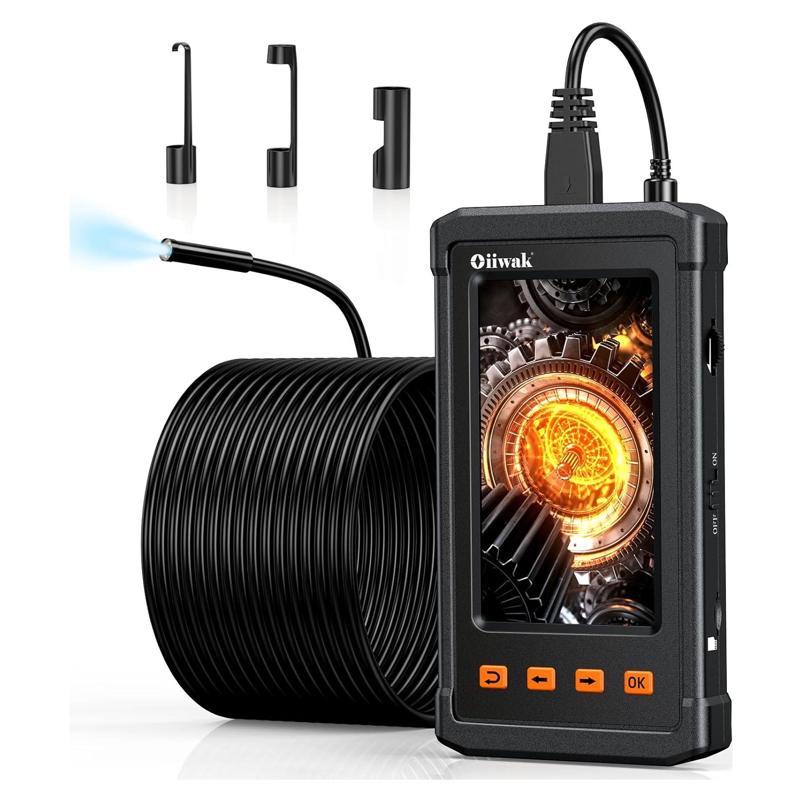 Cámara Endoscópica Oiiwak 50ft 1080P con Luz y Pantalla 4.3"