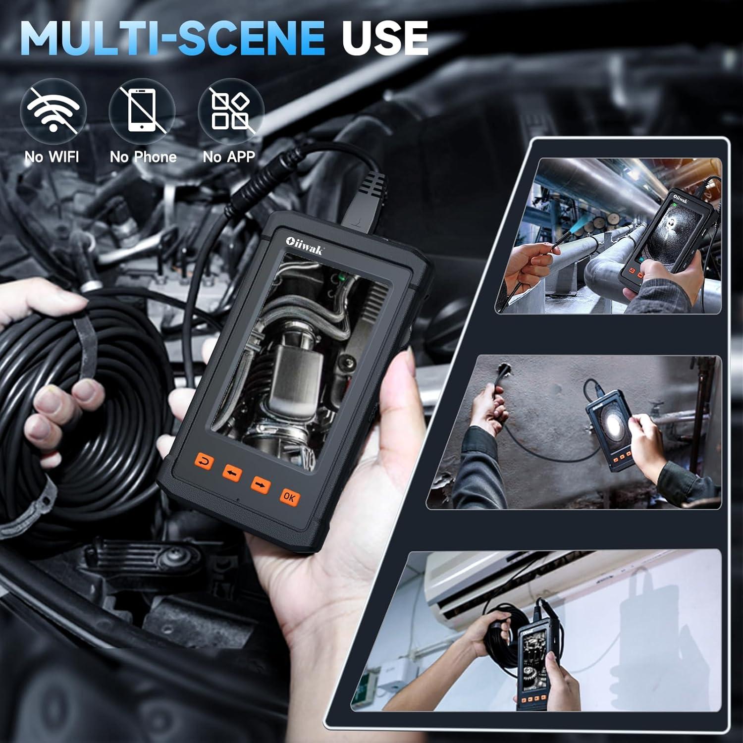 Cámara Endoscópica Oiiwak 50ft 1080P con Luz y Pantalla 4.3"