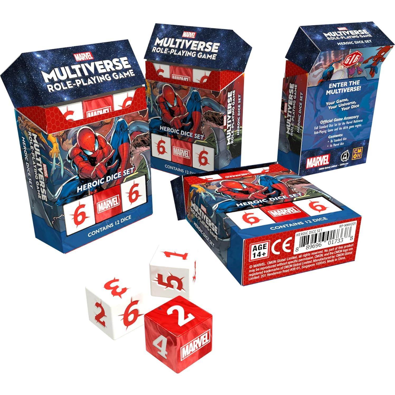 Dados Heroicos Marvel CMON RPG Multiverso 18mm Acrílicos