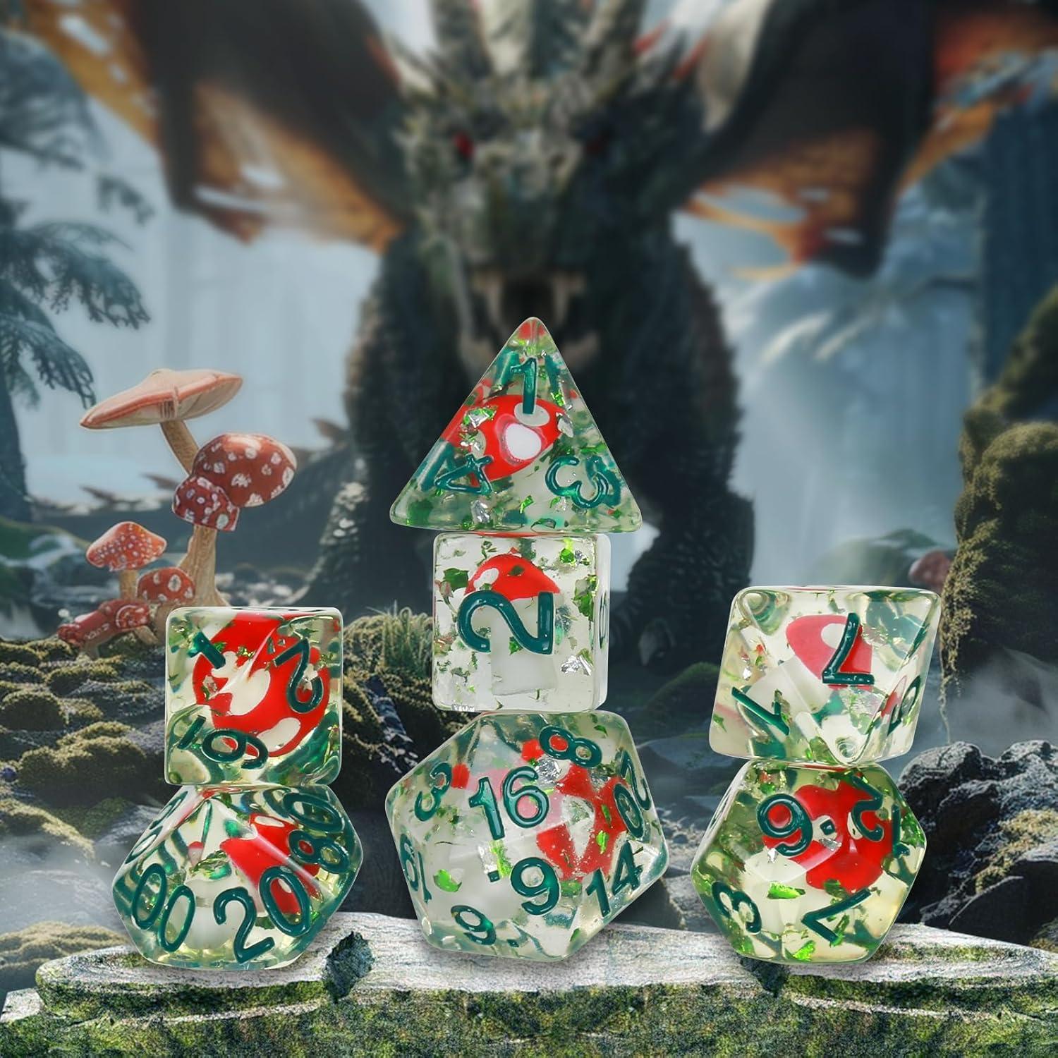 Set de Dados Poliedricos OriCraft Hongos Venenosos D20