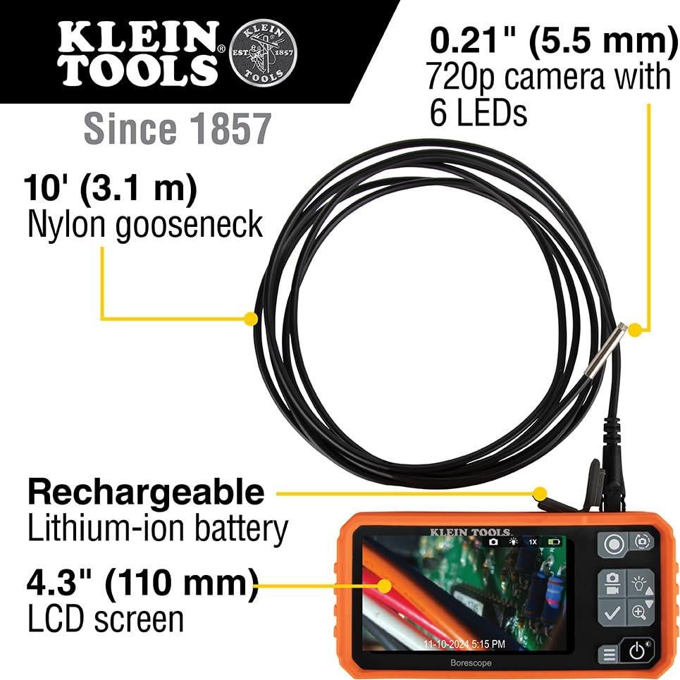 Cámara de Inspección Klein Tools 69462 3m IP67 LED 5.5mm