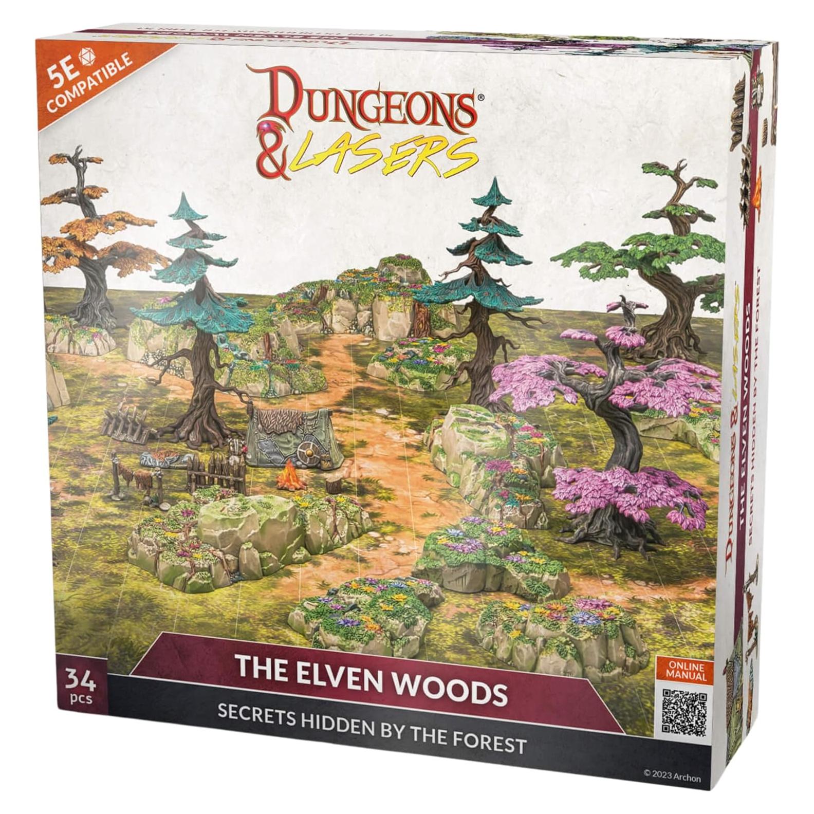 Dungeons & Lasers Bosques Élficos - 34 Piezas RPG Sin Pintar