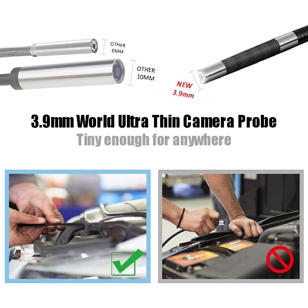 Endoscopio Aokiinn AKT-390ART 3.9mm con luz LED y pantalla