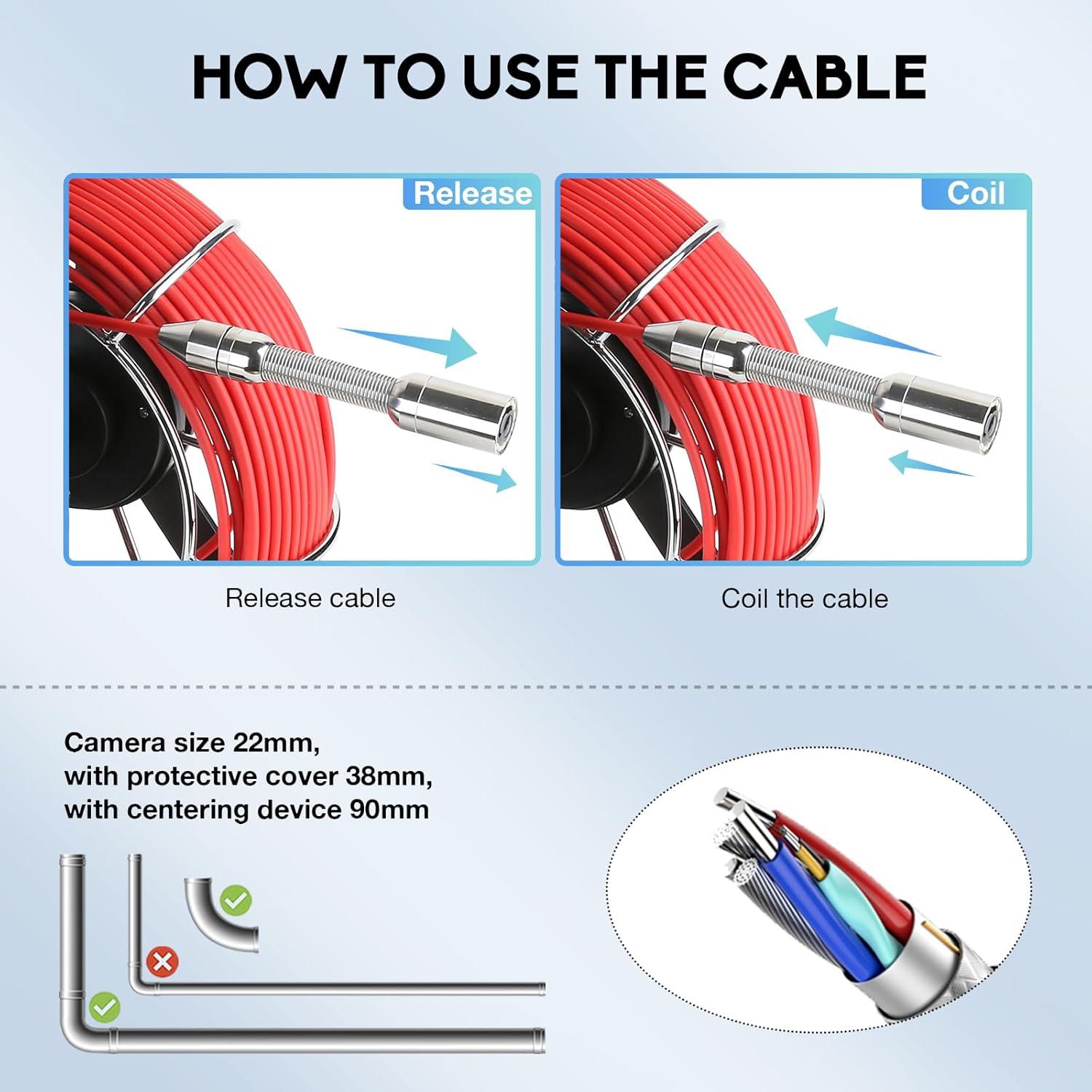 Cámara de Inspección de Tuberías JINXINEBAY 20m HD 1000TVL