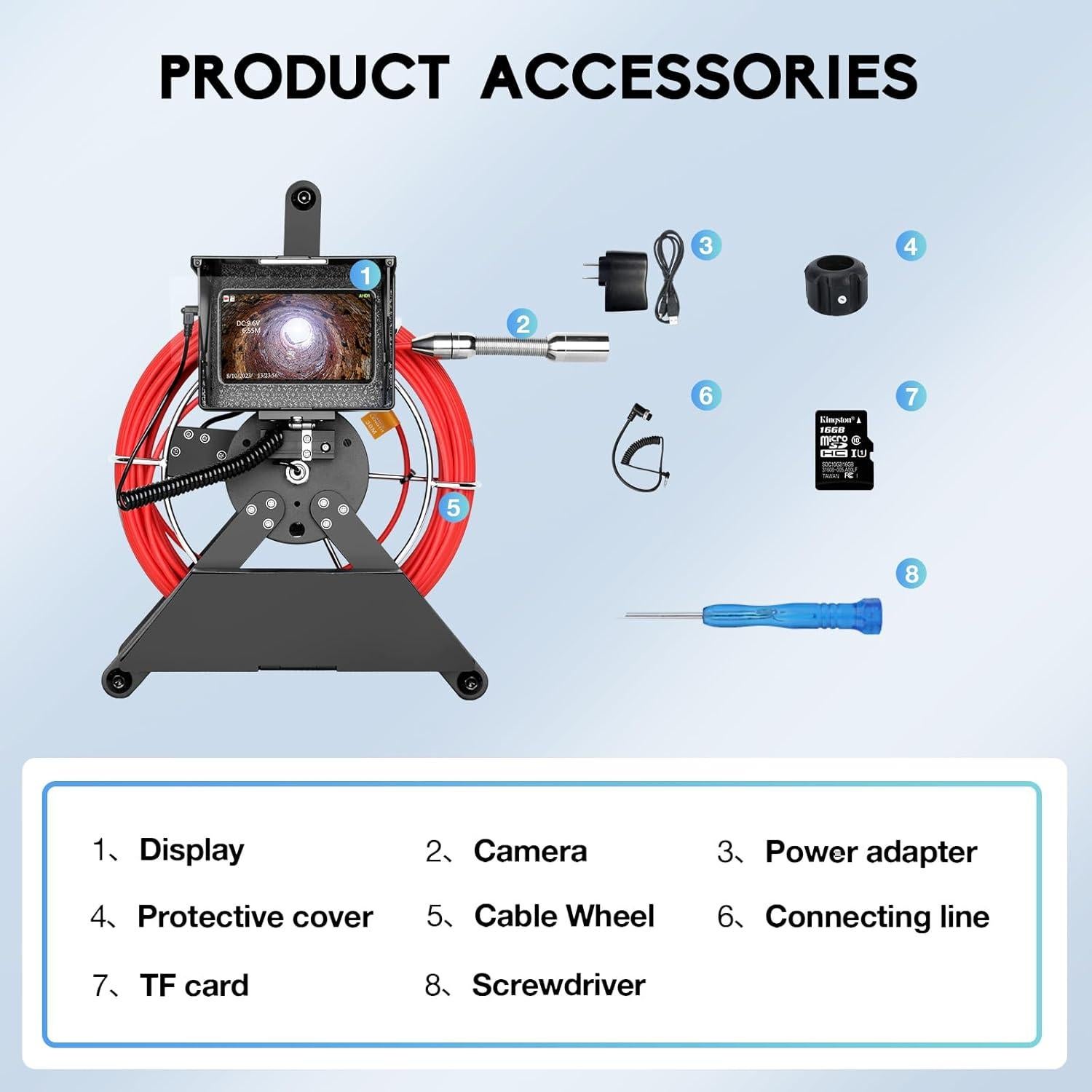 Cámara de Inspección de Tuberías JINXINEBAY 20m HD 1000TVL
