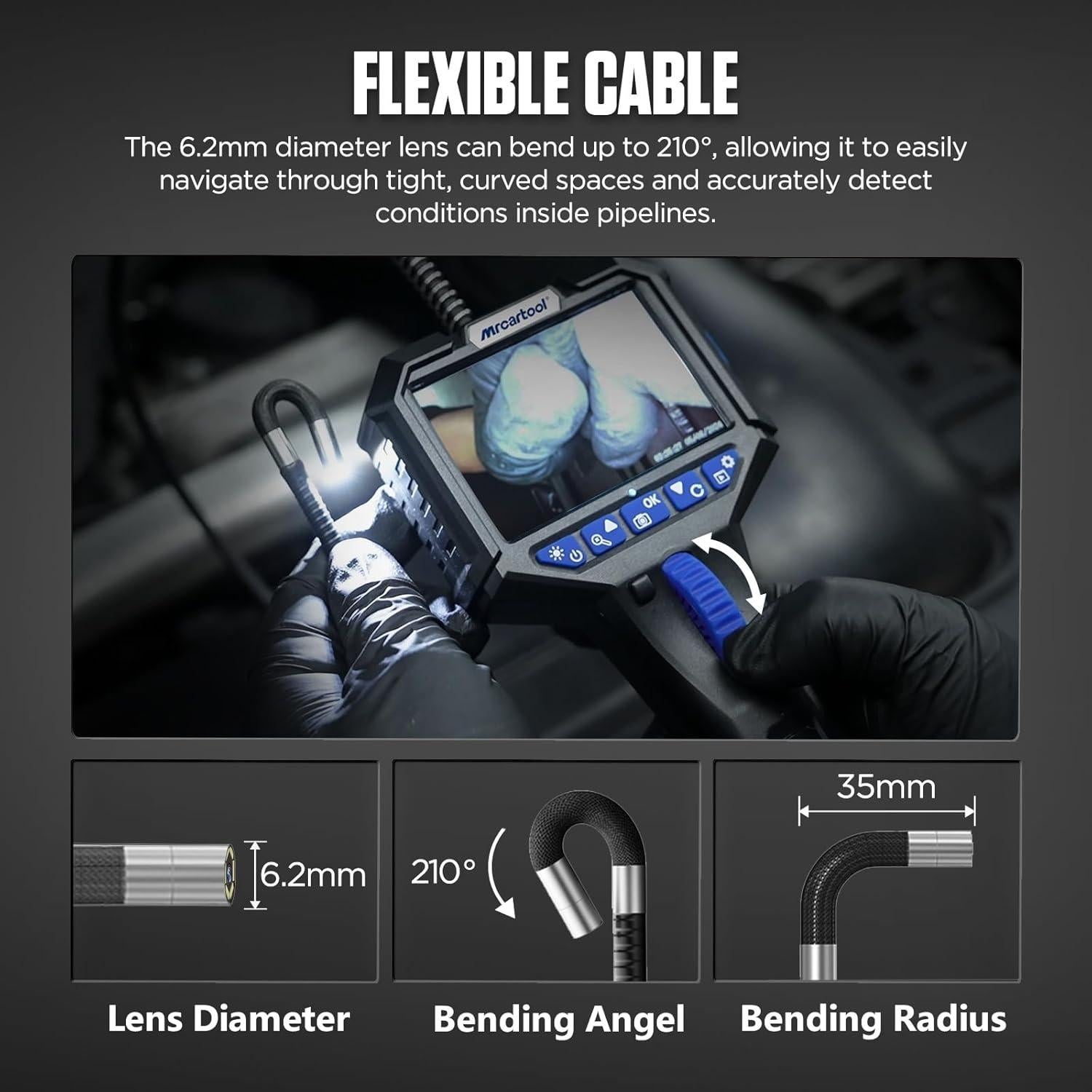 Endoscopio Articulado MR CARTOOL 210° IP67 1.01m 32GB