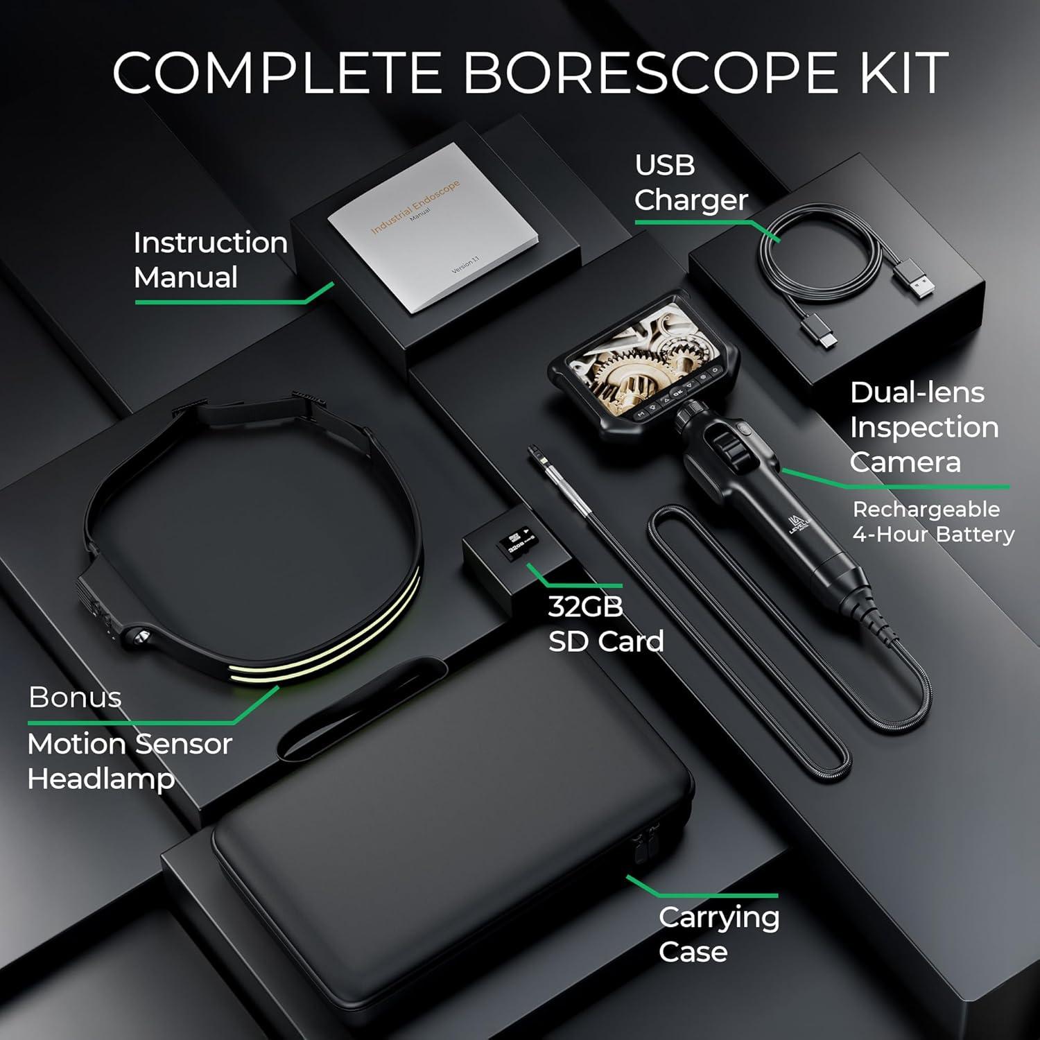 Borescopio Articulado 360° Level Up Auto 6mm HD con Luz