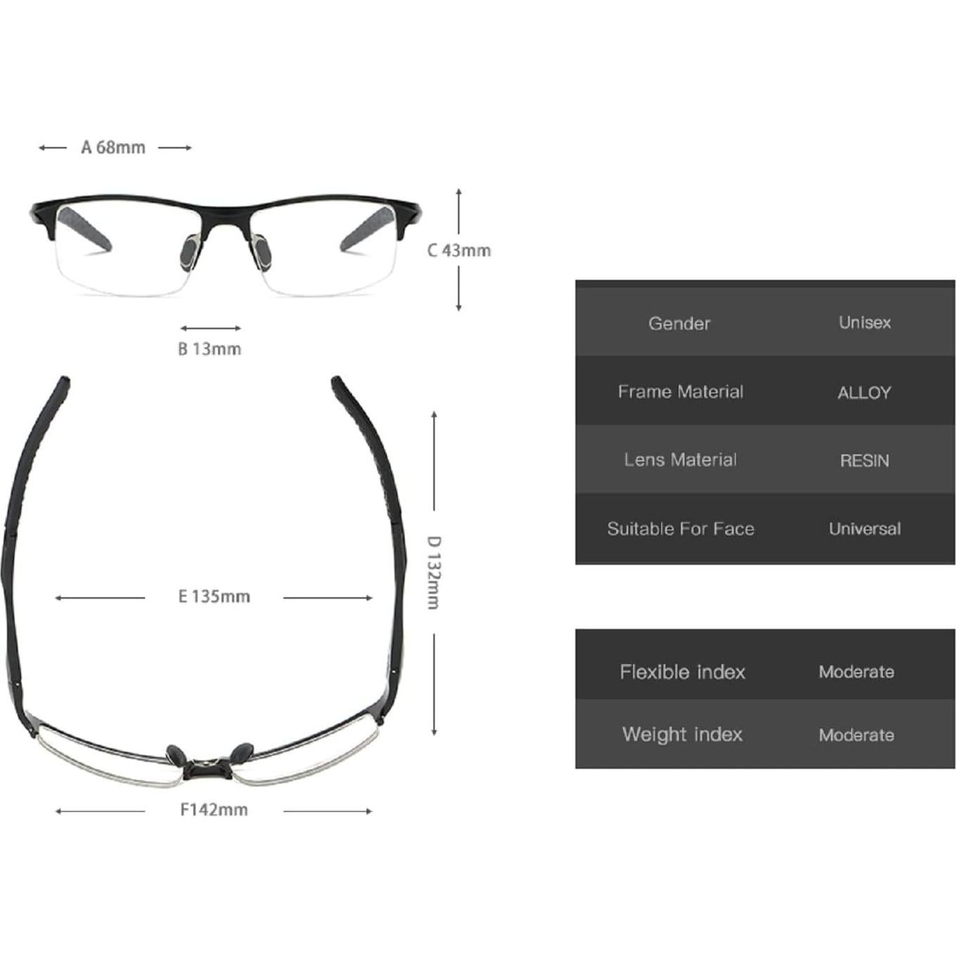 Gafas de lectura fotocromáticas 2 pares Unisex 1.25x