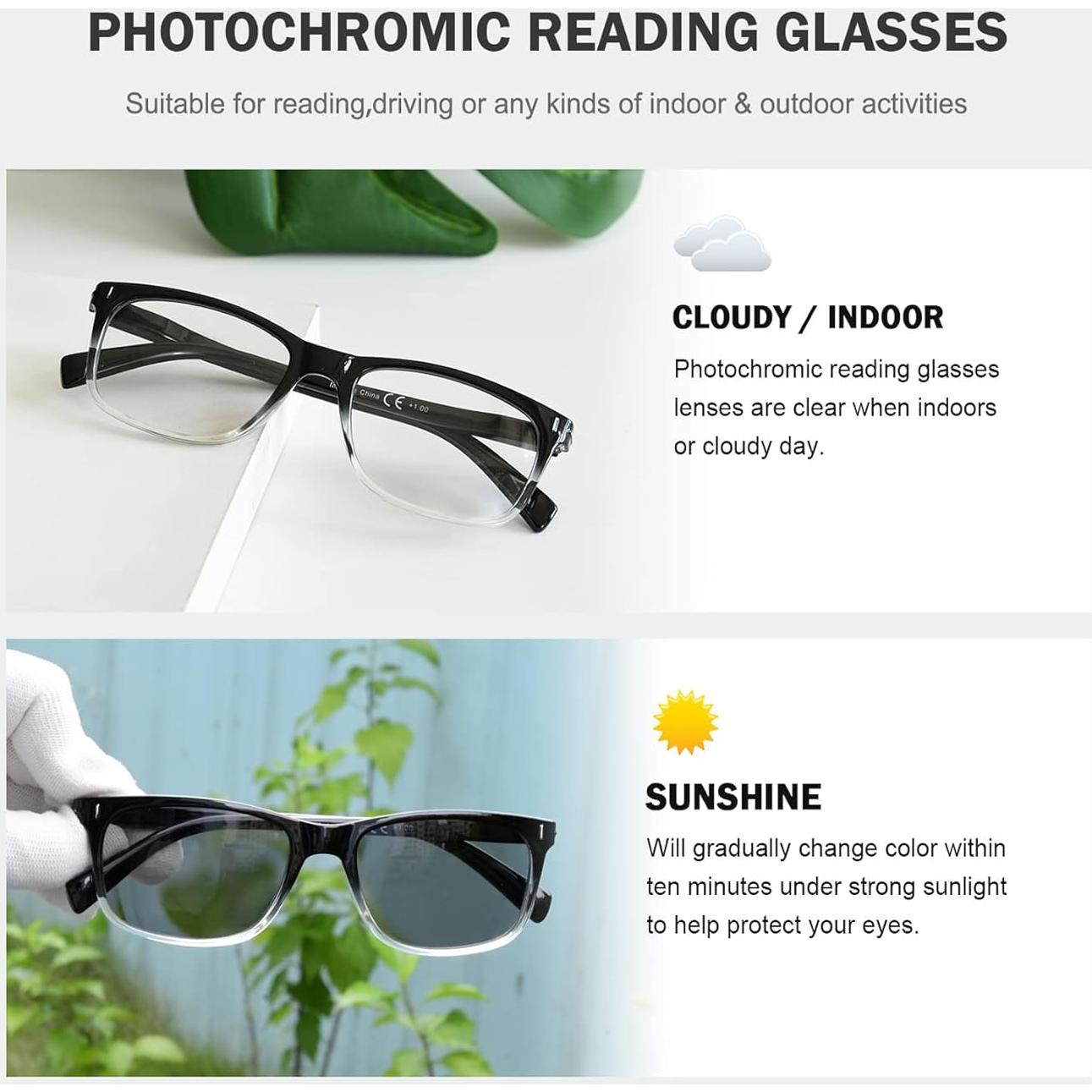 Gafas de lectura Eyekepper fotoquímicas +2.00 negro-transparente