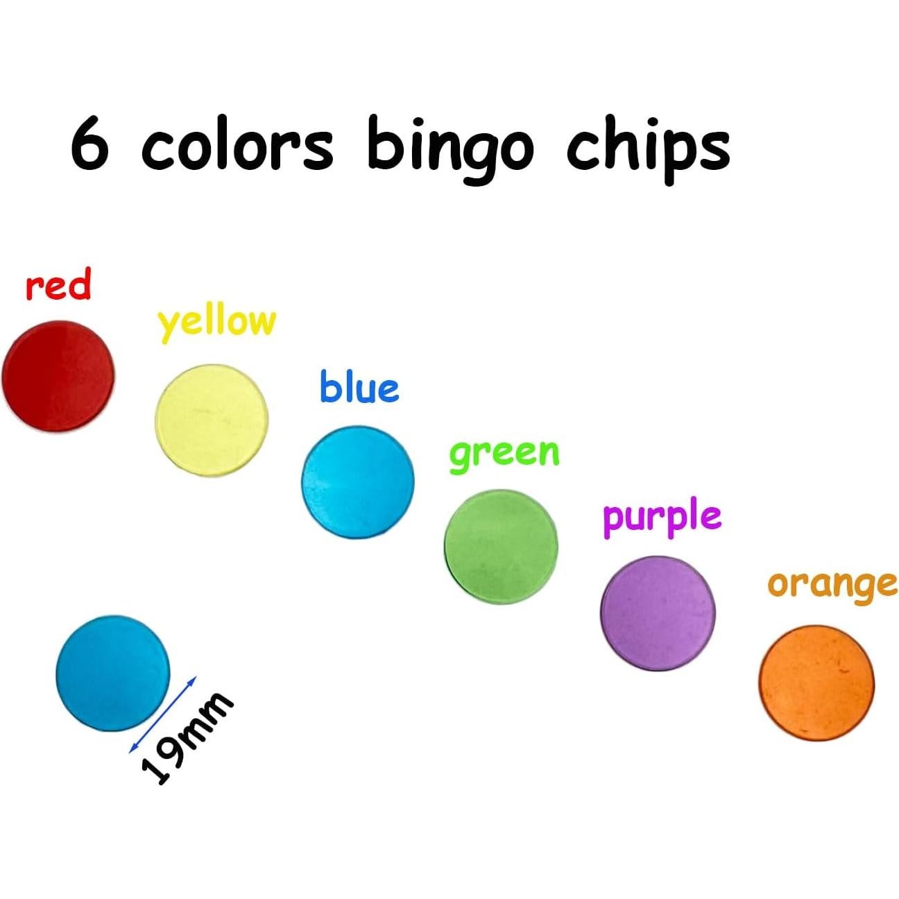 2000 Fichas de Bingo Transparentes JUNWRROW 1,91 cm 6 Colores