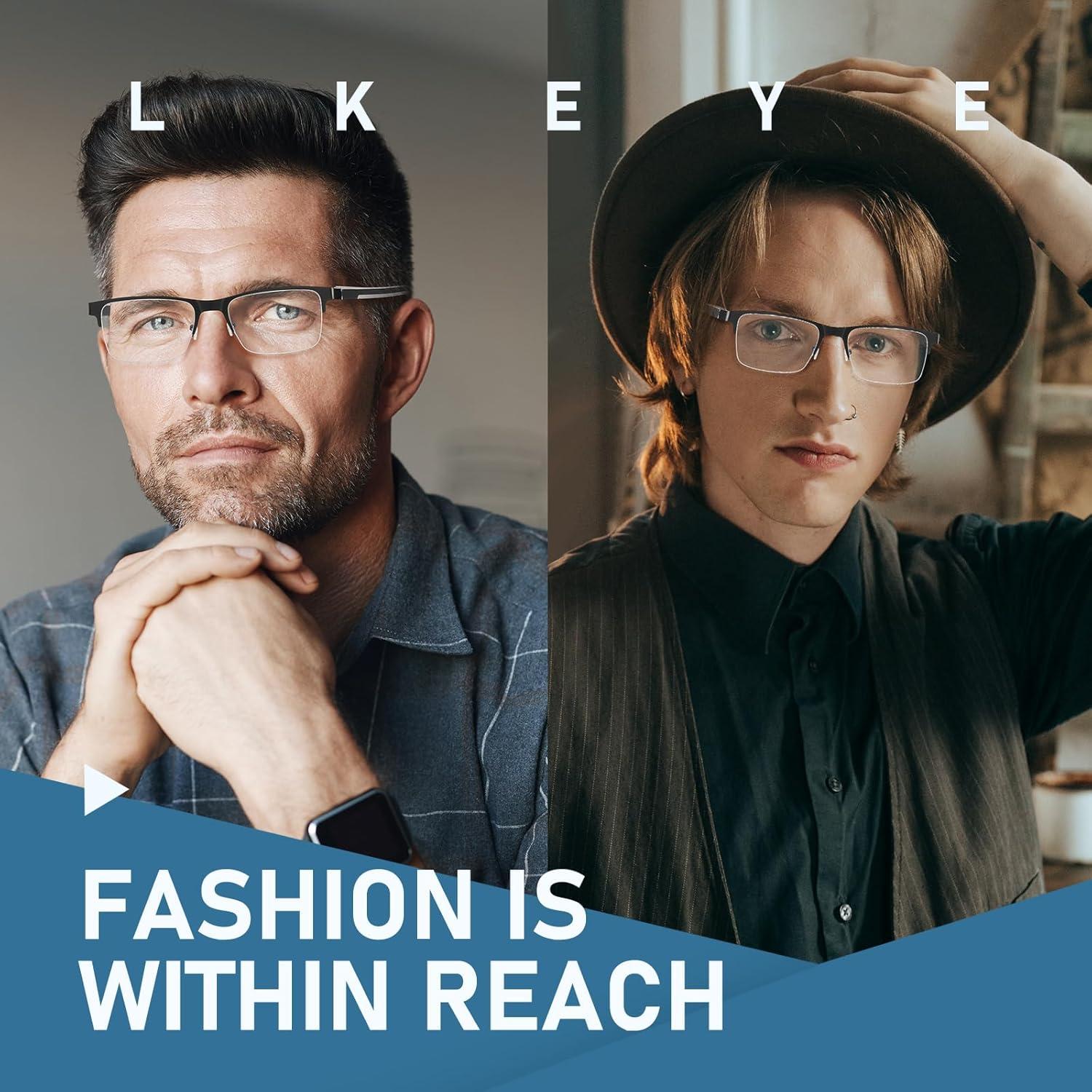 Gafas de lectura multifocales LKEYE con luz azul y marco metal