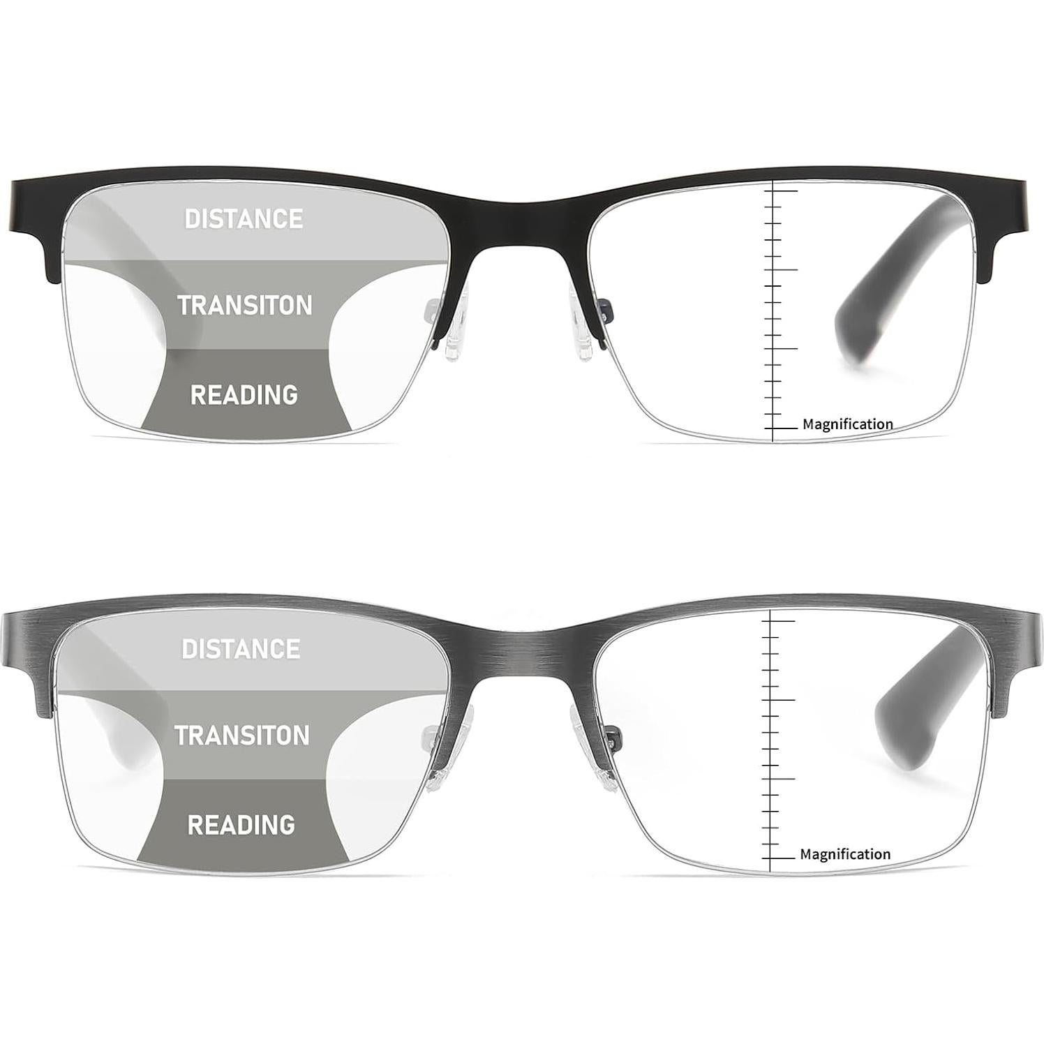 Gafas de lectura multifocales LKEYE con luz azul y marco metal