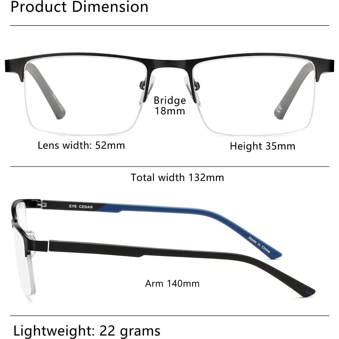 Gafas de lectura EYECEDAR 5 Pack 1.5x Bloqueo Luz Azul