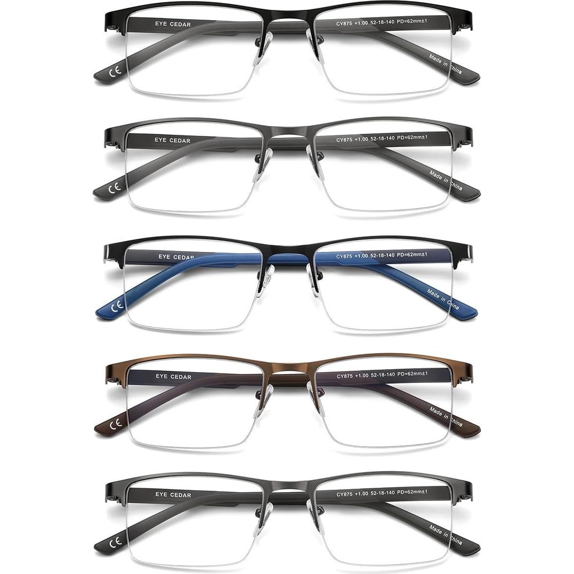 Gafas de lectura EYECEDAR 5 Pack 1.5x Bloqueo Luz Azul