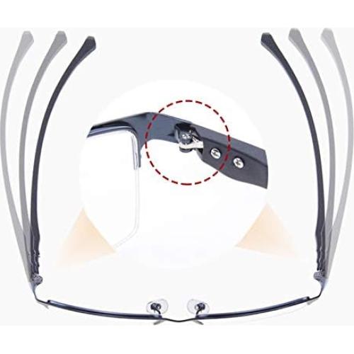 Photochromic Reading Sunglasses Progressive Multifocal Reading Glasses, Men's Browline Half-Rim Frame, Black