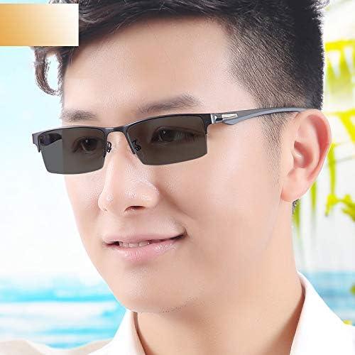 Photochromic Reading Sunglasses Progressive Multifocal Reading Glasses, Men's Browline Half-Rim Frame, Black